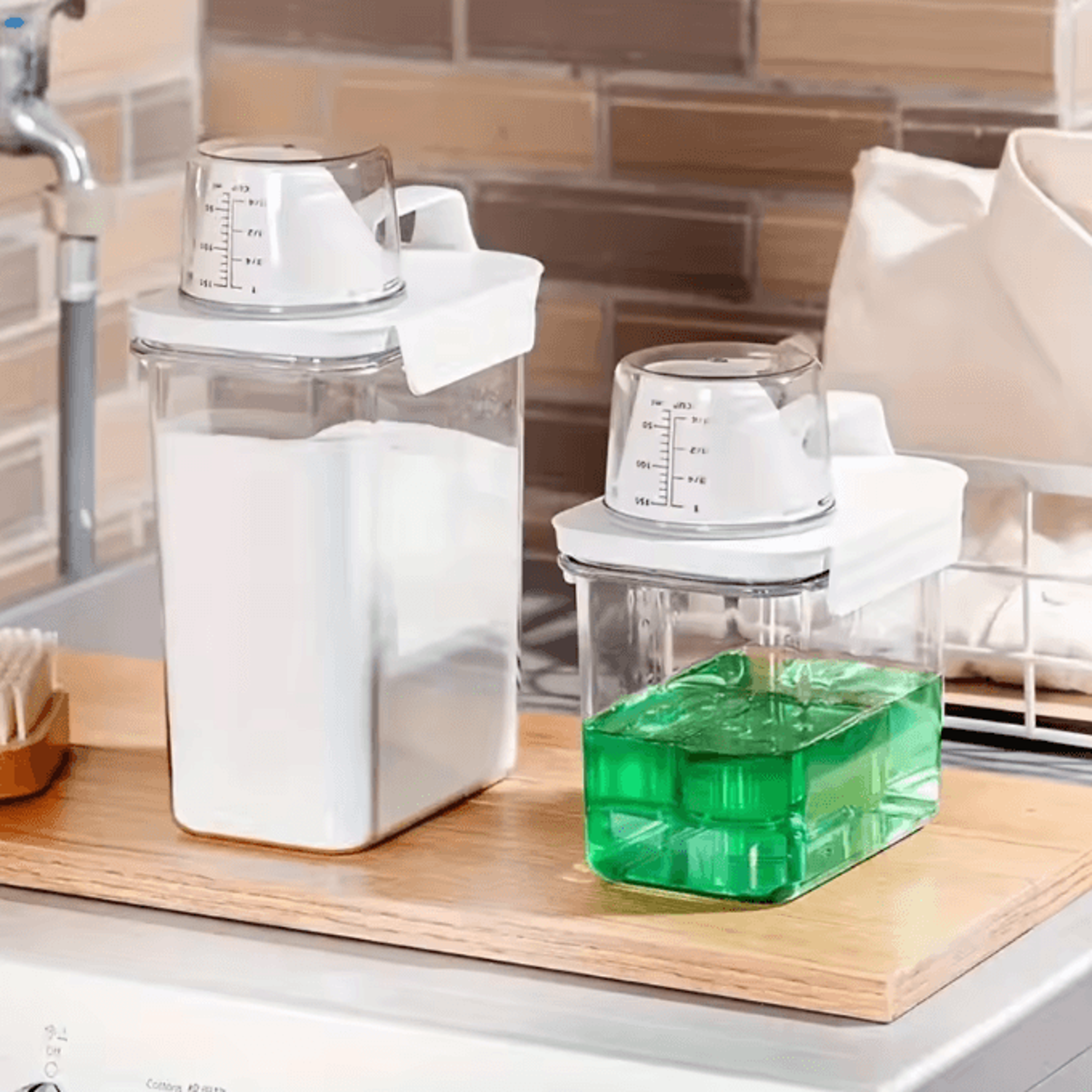 Airtight Laundry Detergent Dispenser  Clear Powder Storage Container With Pour Spout 1