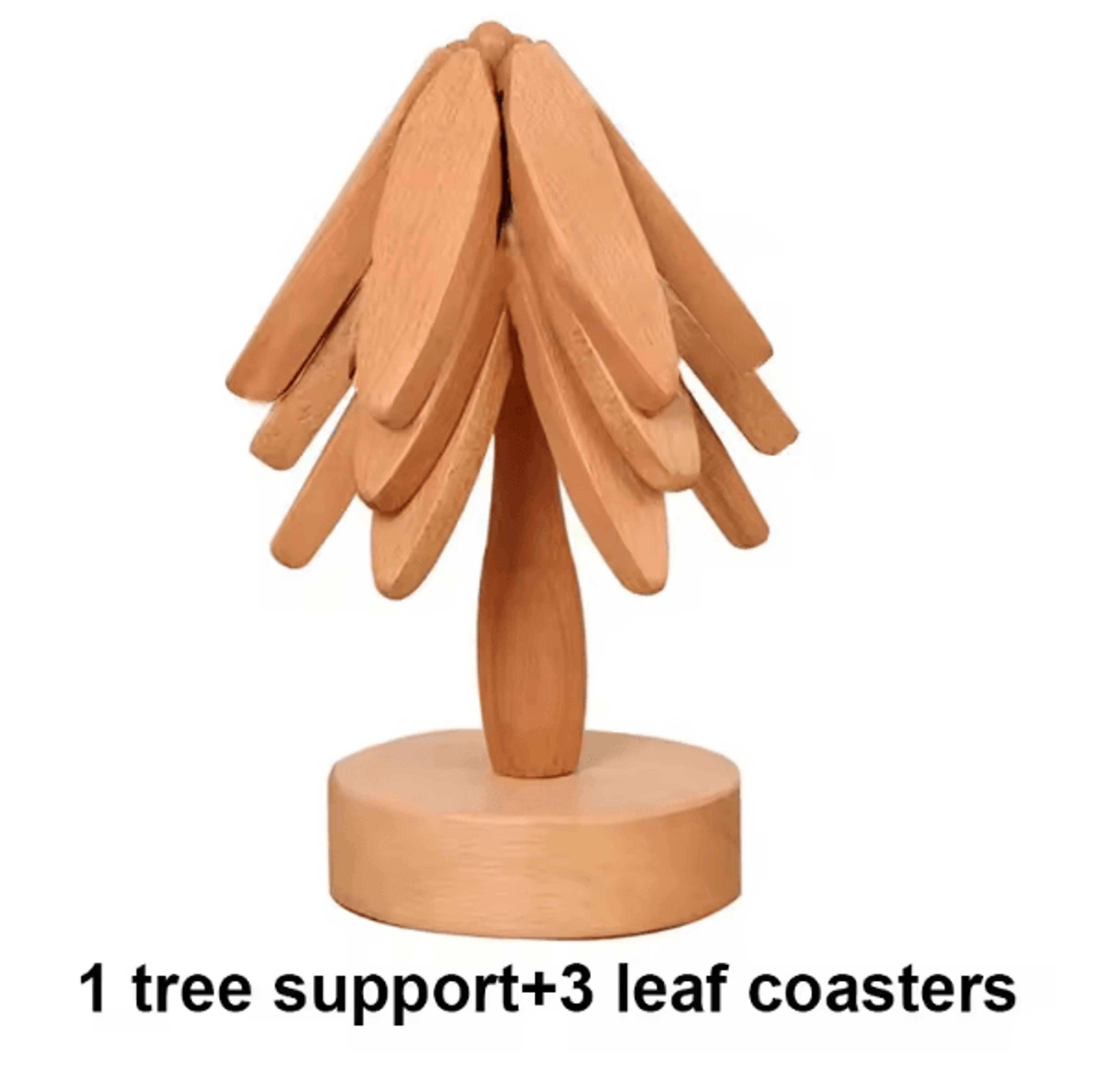 Tree Design Wooden Trivet Set  HeatResistant Table Mats With Decorative Stand 4