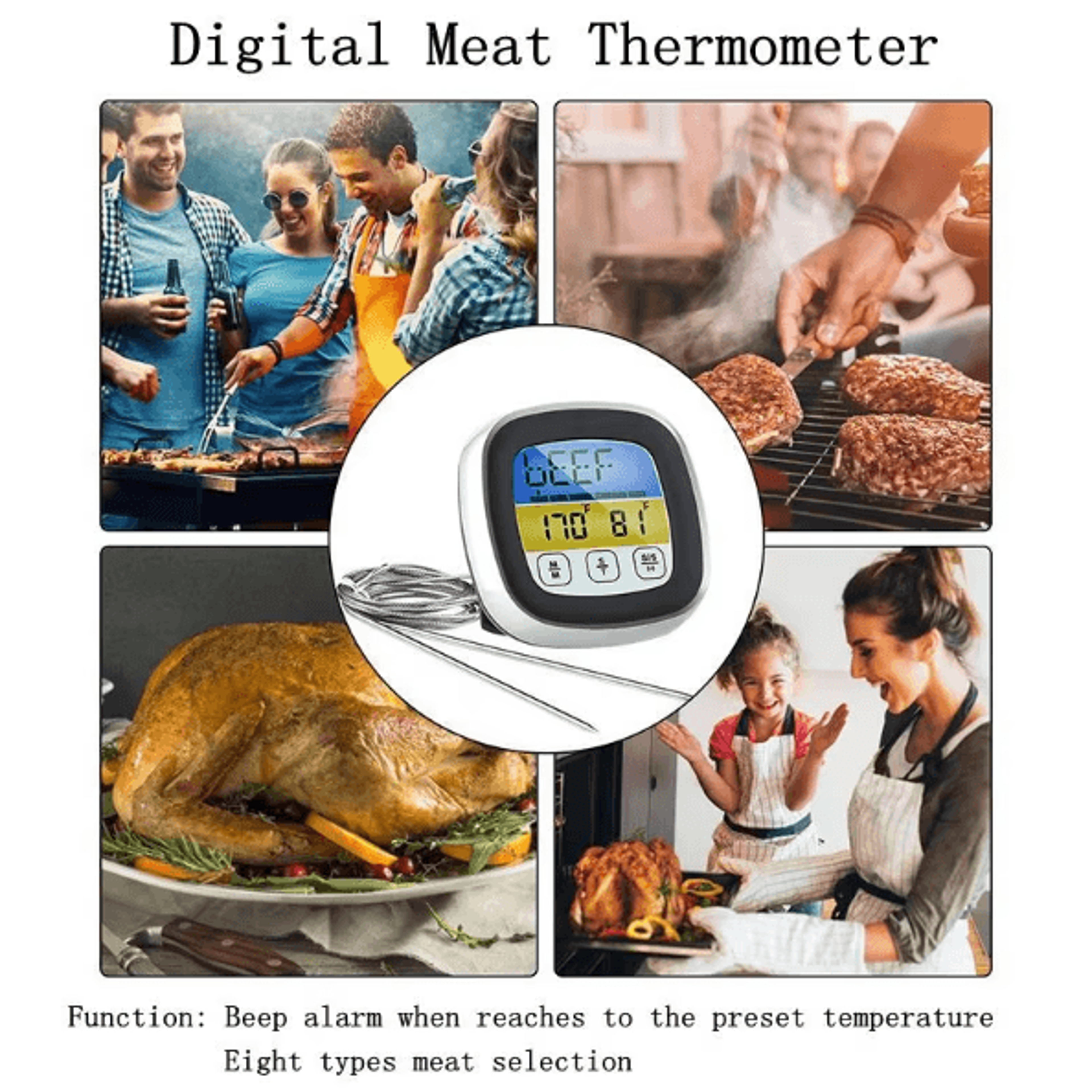 TempMaster Smart Digital Meat Thermometer With Probe  Touchscreen Timer 3