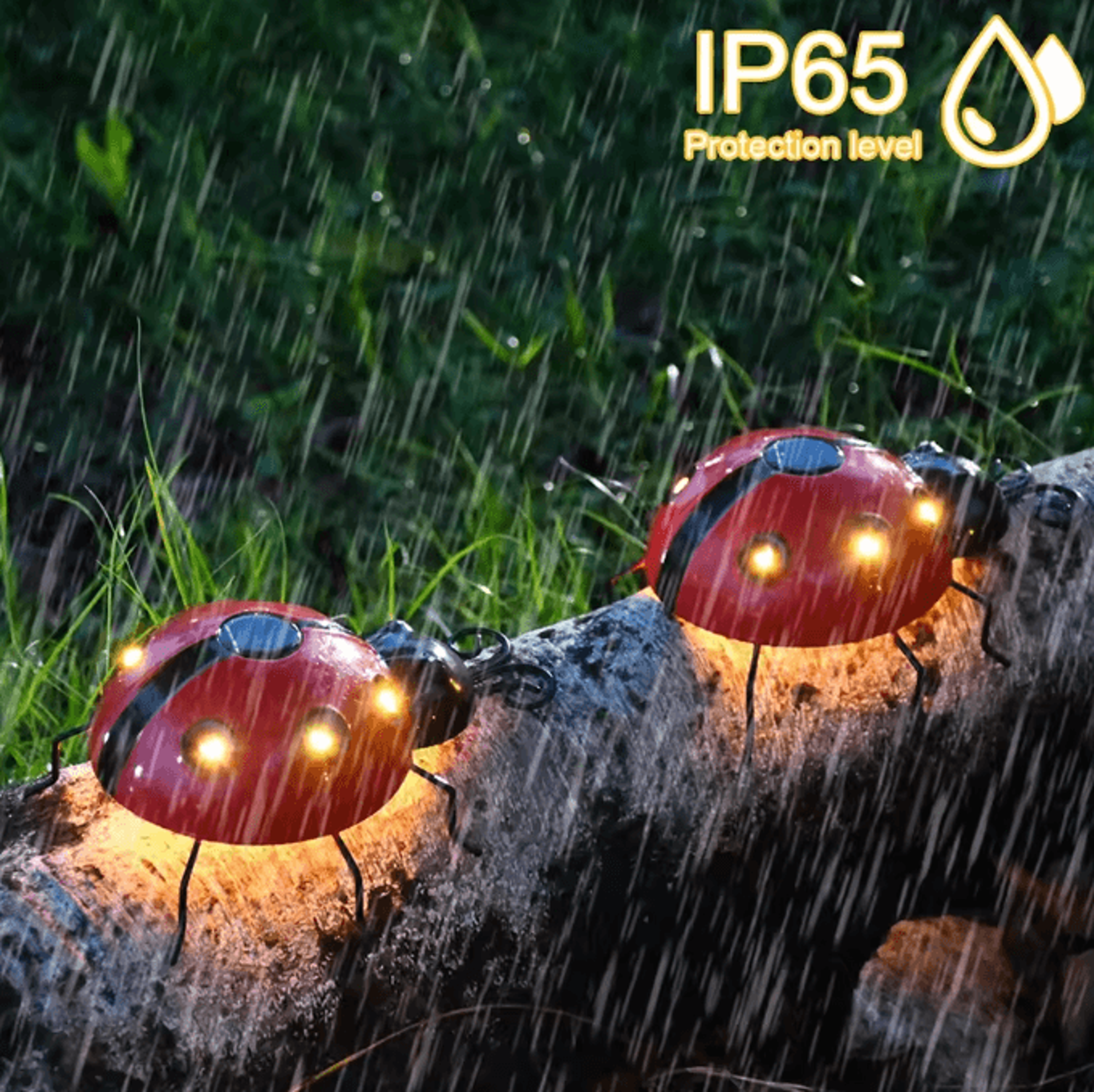 GlowBug Solar Ladybug Hanging Light Waterproof Metal Garden Decor Outdoor LED Porch Backyard Orname 0