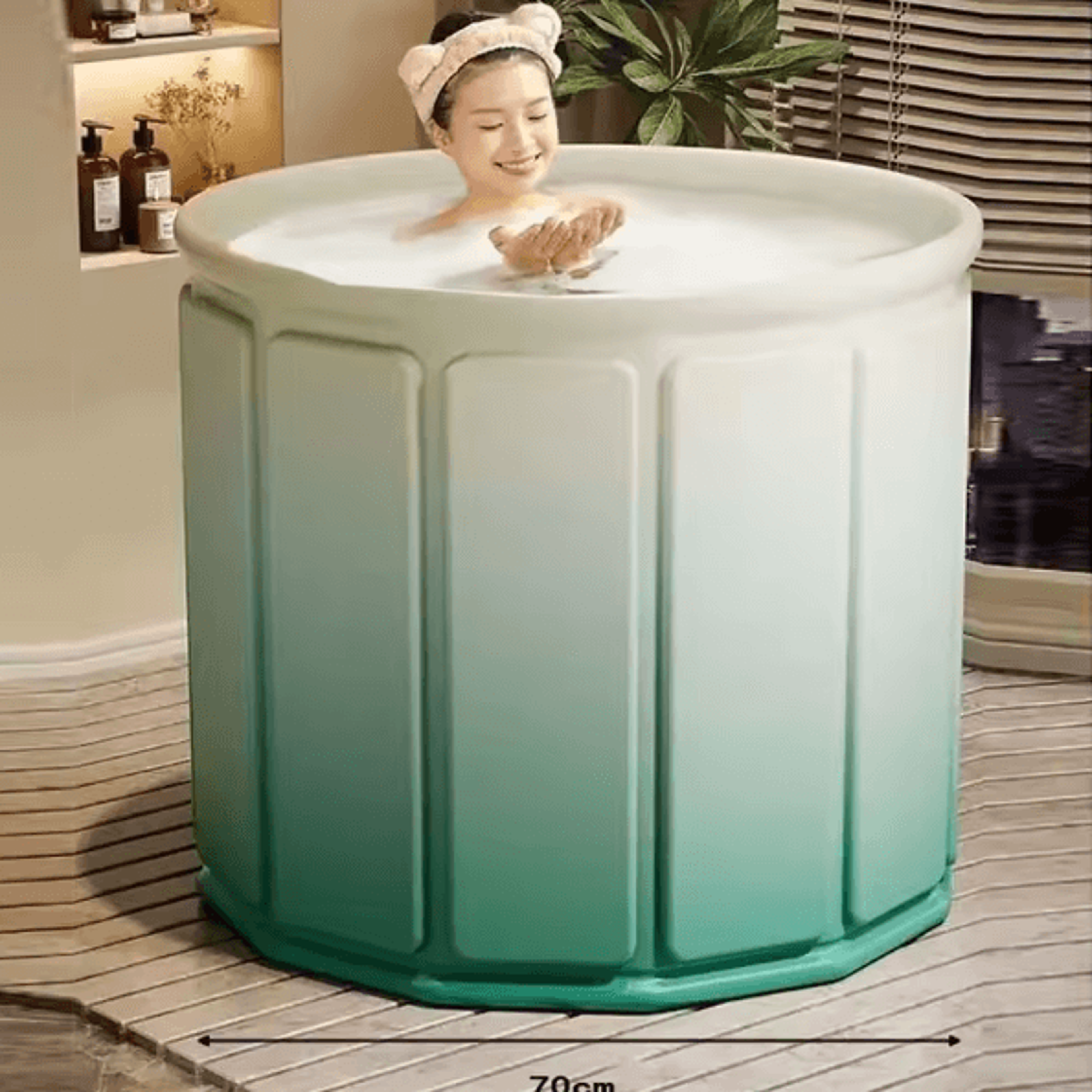 EcoSoak Foldable Portable Bathtub Thickened PVC Spa Tub For Adults  Kids Indoor Outdoor Soaking Bat 5