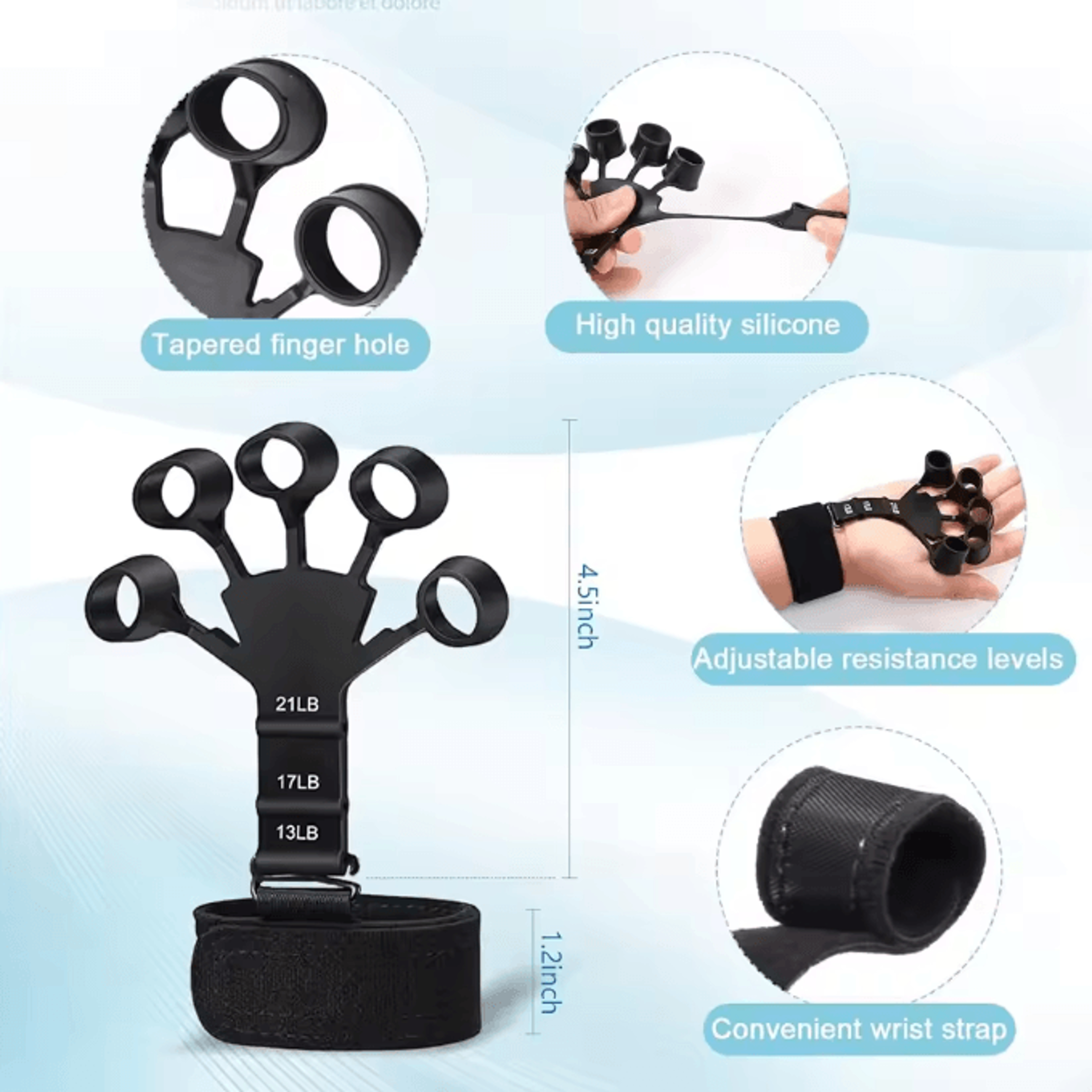 PowerGrip 5in1 Grip Trainer Kit Adjustable Hand Gripper Set With Finger Exercisers  Stress Ball For 5