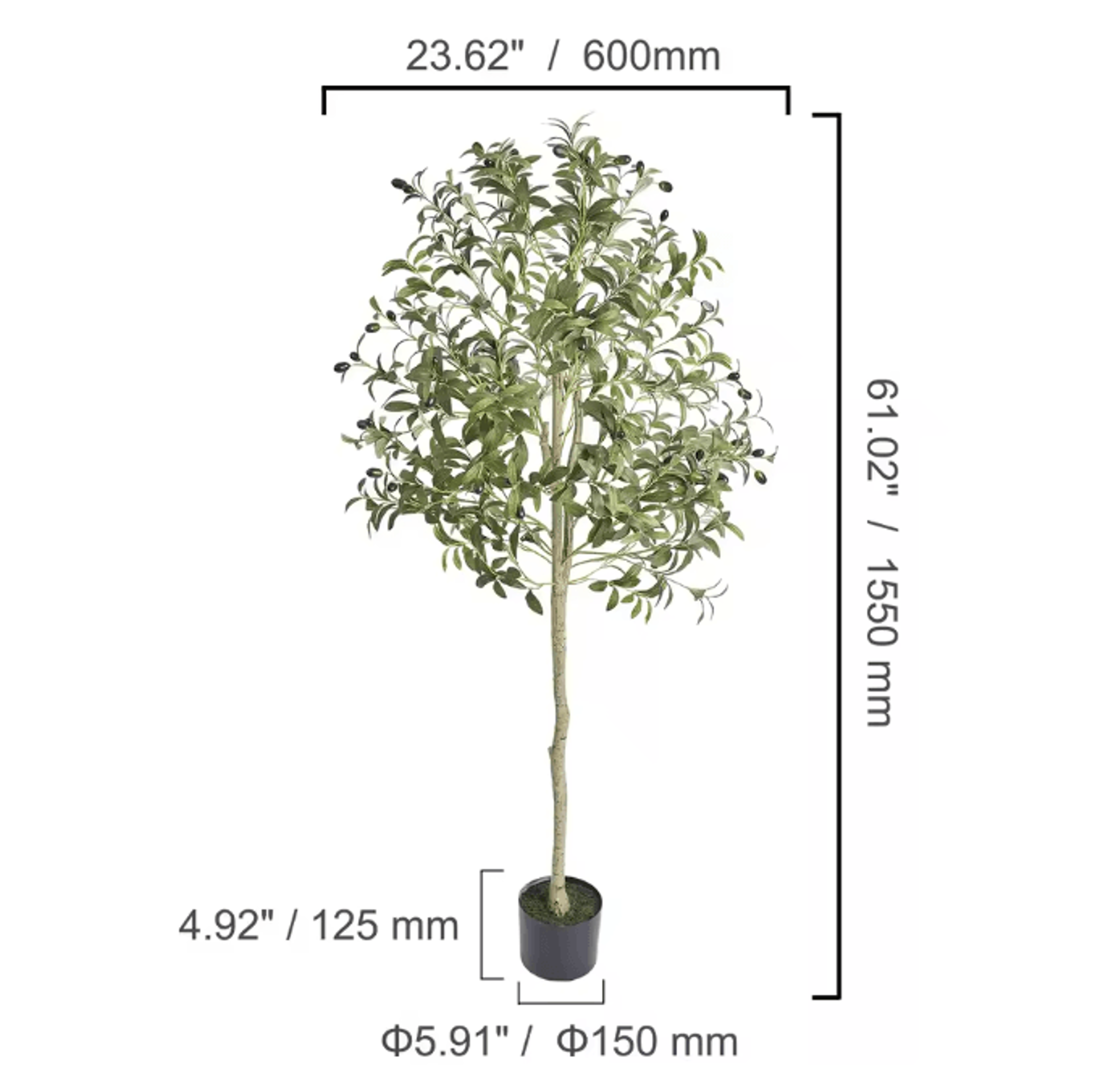 SucceBuy Artificial Olive Tree 46FT  Realistic Faux Olive Tree Indoor With AntiTip Base  LowMainten 6