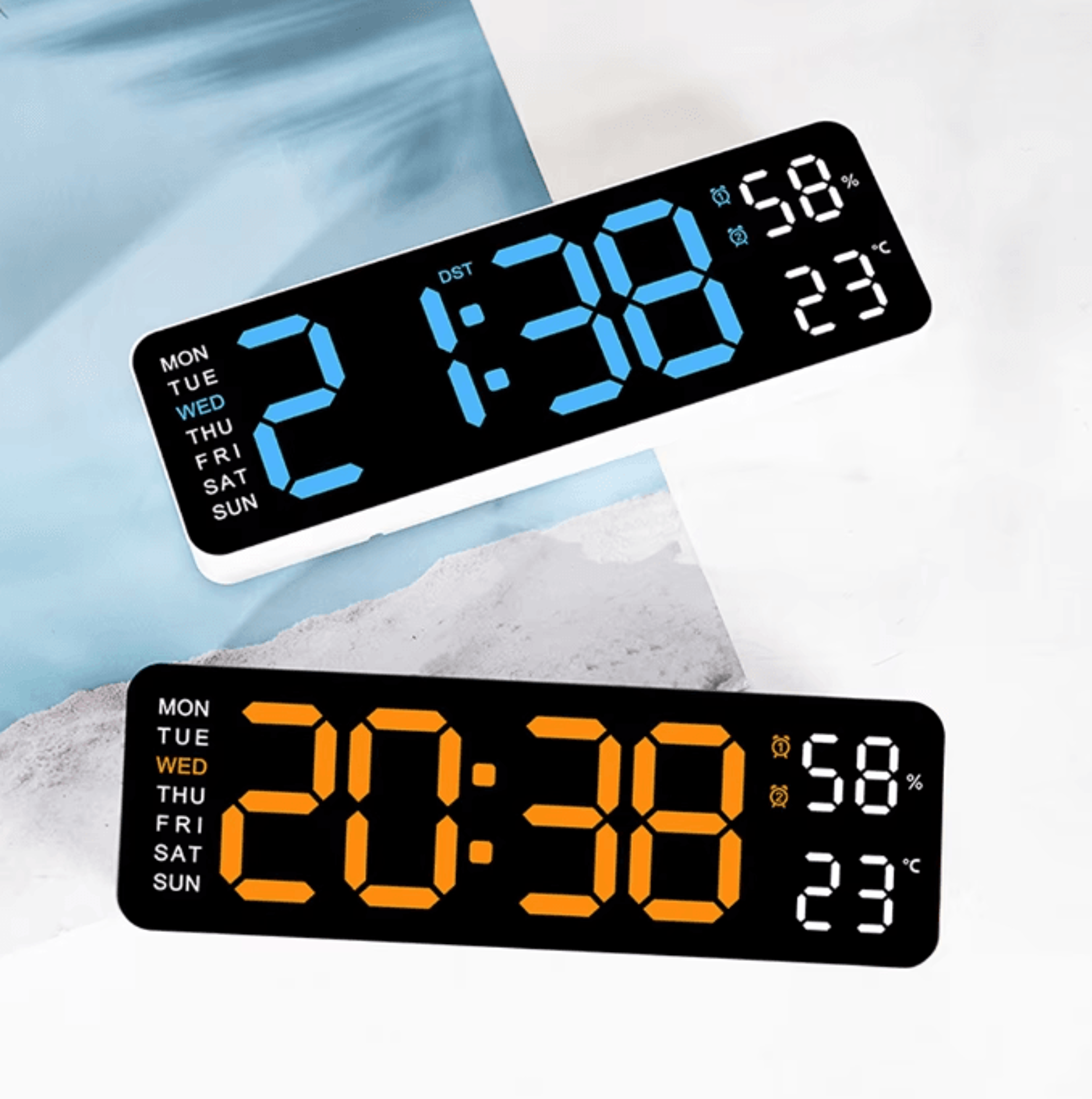 Large LED Digital Wall Clock  Temperature  Humidity Display AutoDimming Big Display Alarm Clock Wit 3