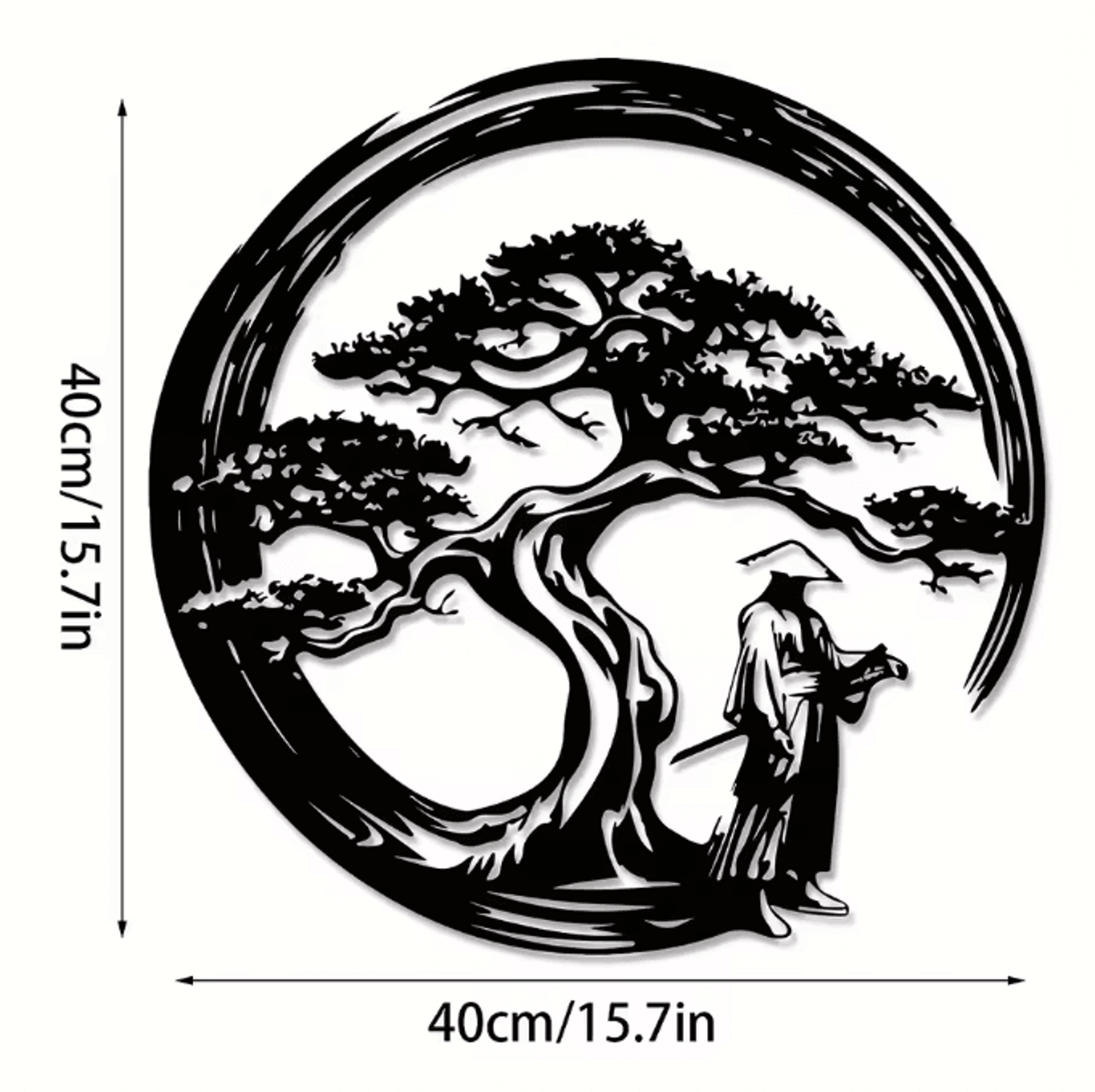 Japanese Bonsai Metal Wall Art  Torii Gate Enso Circle Zen Wall Decor For Modern Home Accent 4