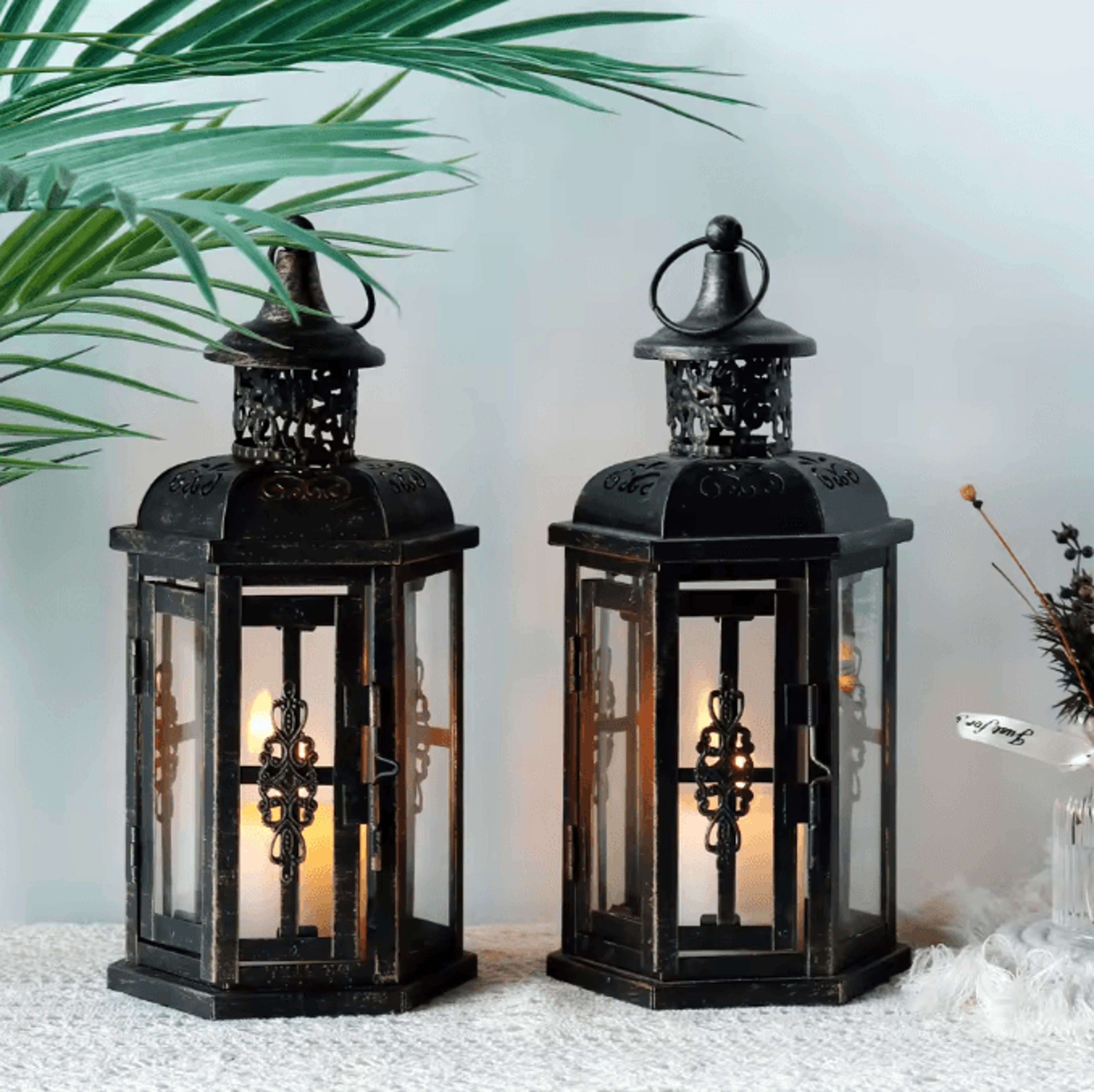 Vintage Nordic Black Iron Candle Lantern  Hanging Decorative Lantern For Home  Wedding Decor 1