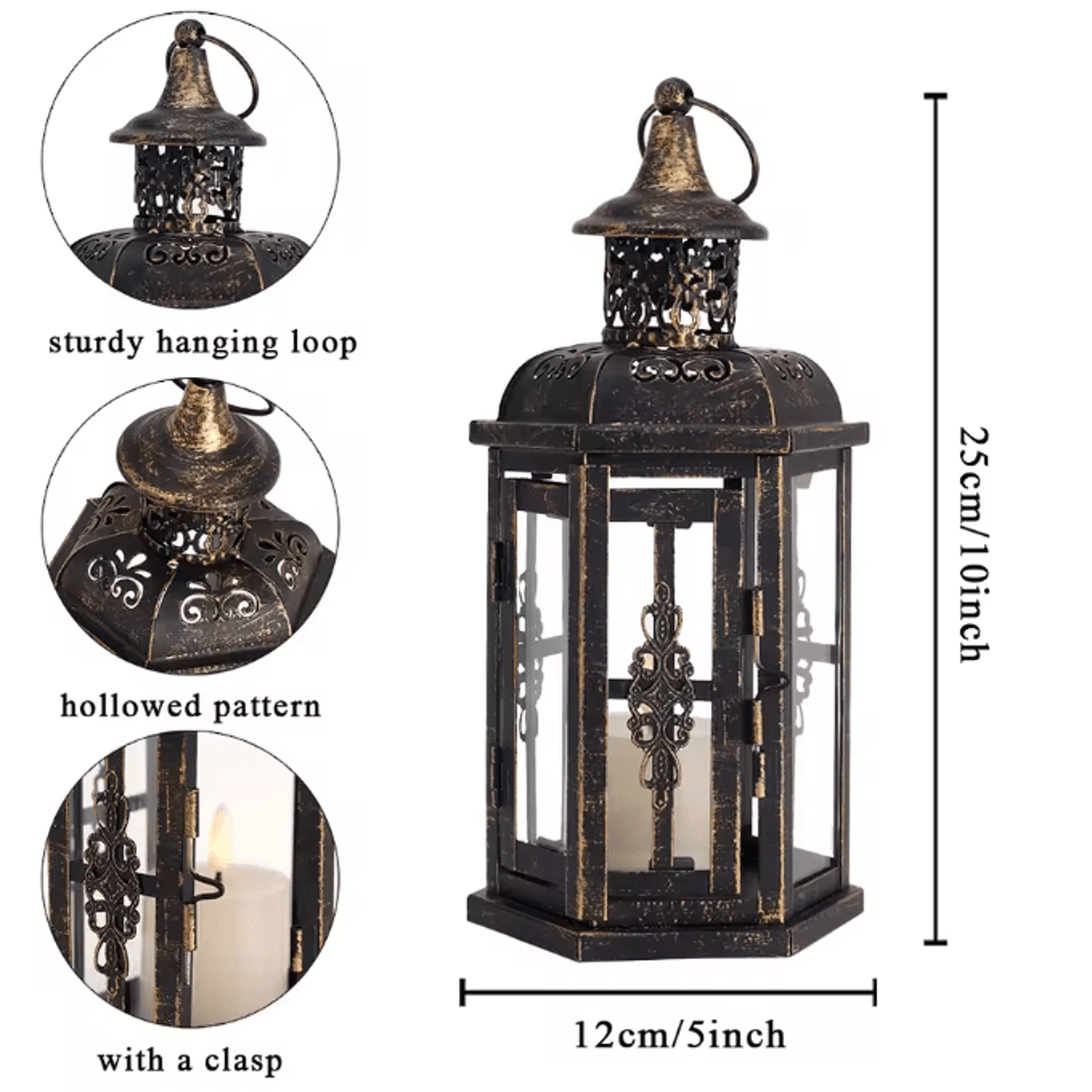 Vintage Nordic Black Iron Candle Lantern  Hanging Decorative Lantern For Home  Wedding Decor 3