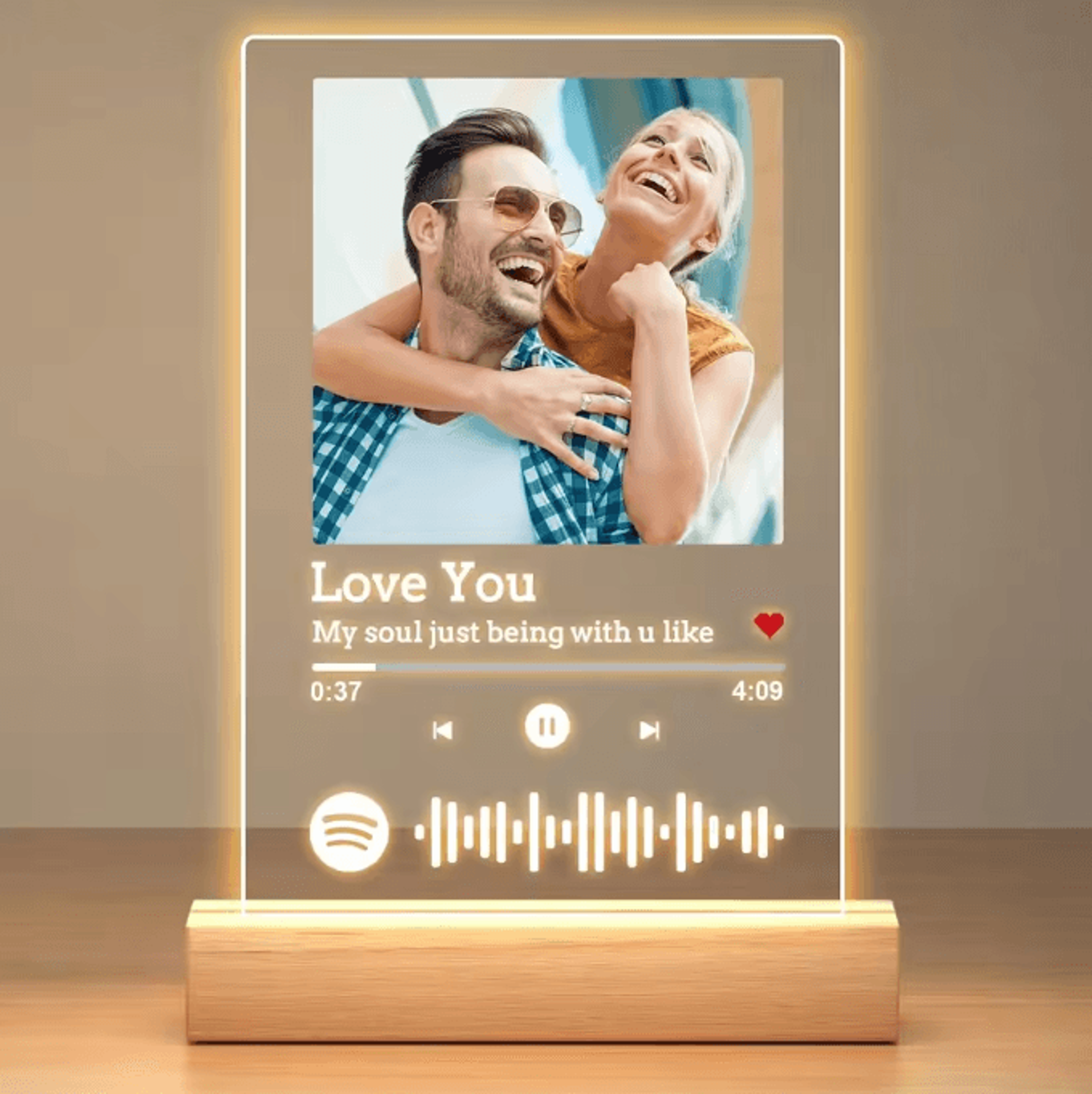Custom Spotify Acrylic Lamp With Photo  Song  Personalized Music Plaque Romantic Gift For Couples 5