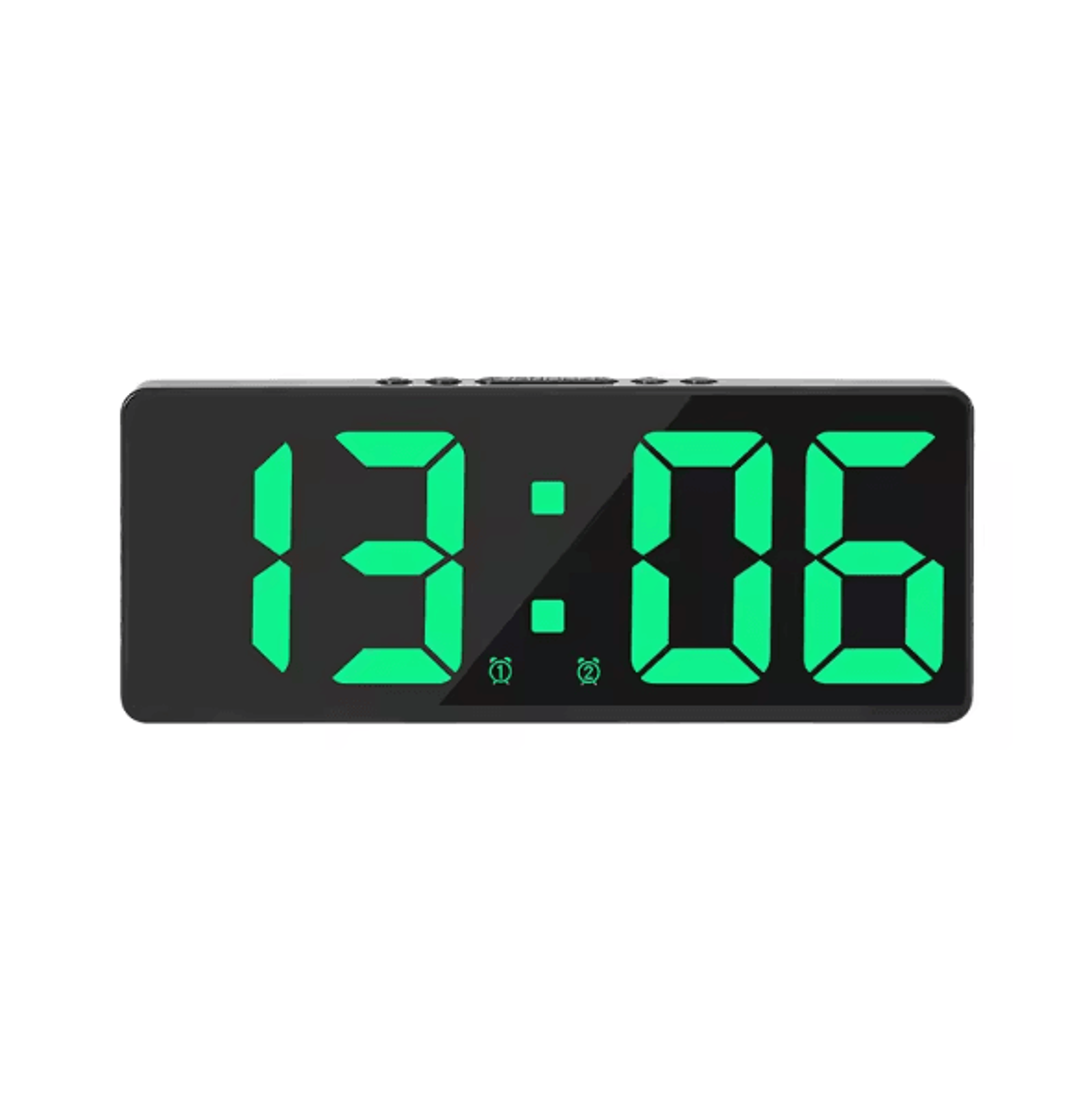 Voice Control LED Mirror Digital Alarm Clock With Temperature Display Snooze  Night Mode Bedside Cl 11