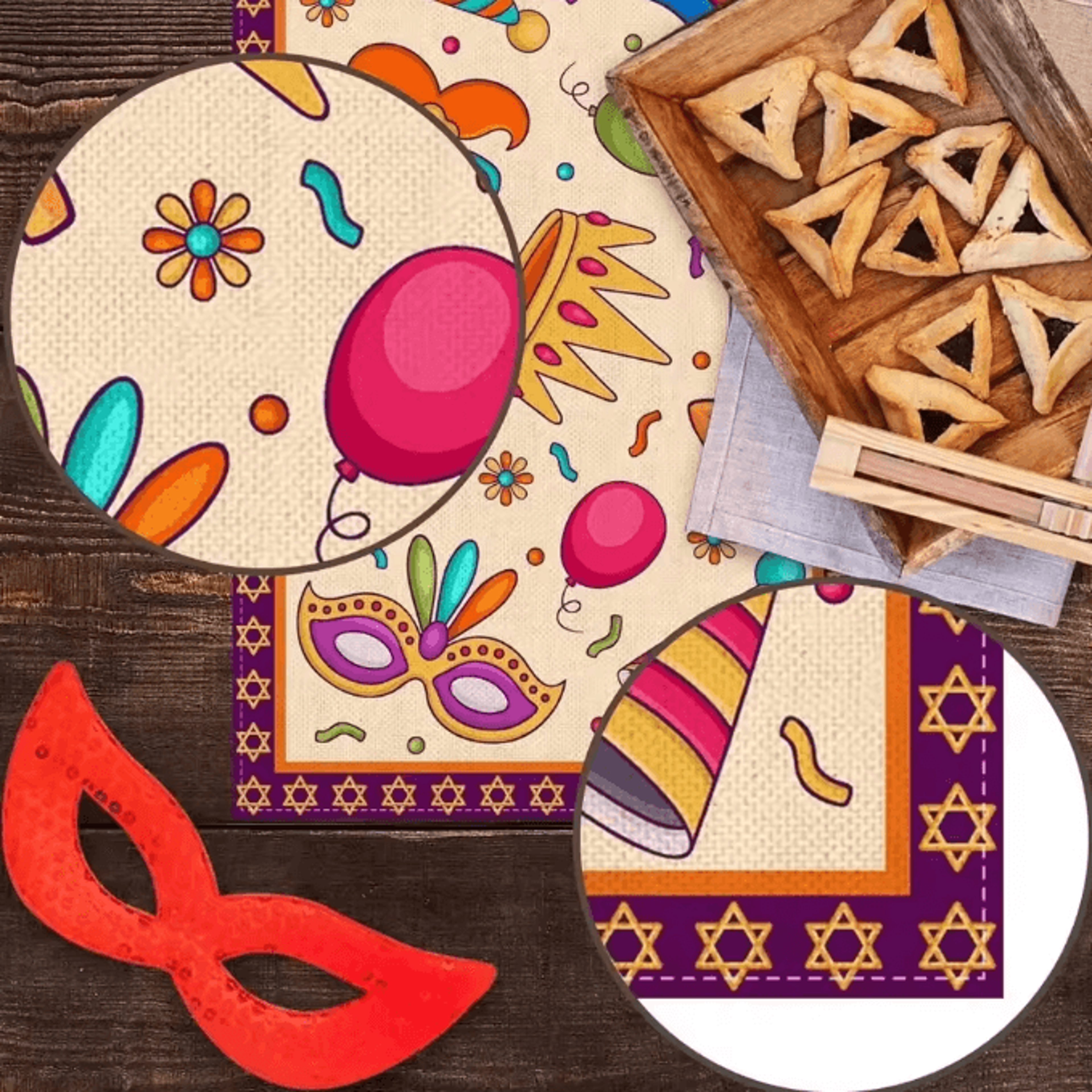 Happy Purim Festive Table Runner  Colorful Jewish Holiday Decor For Dining  Party Tables 3