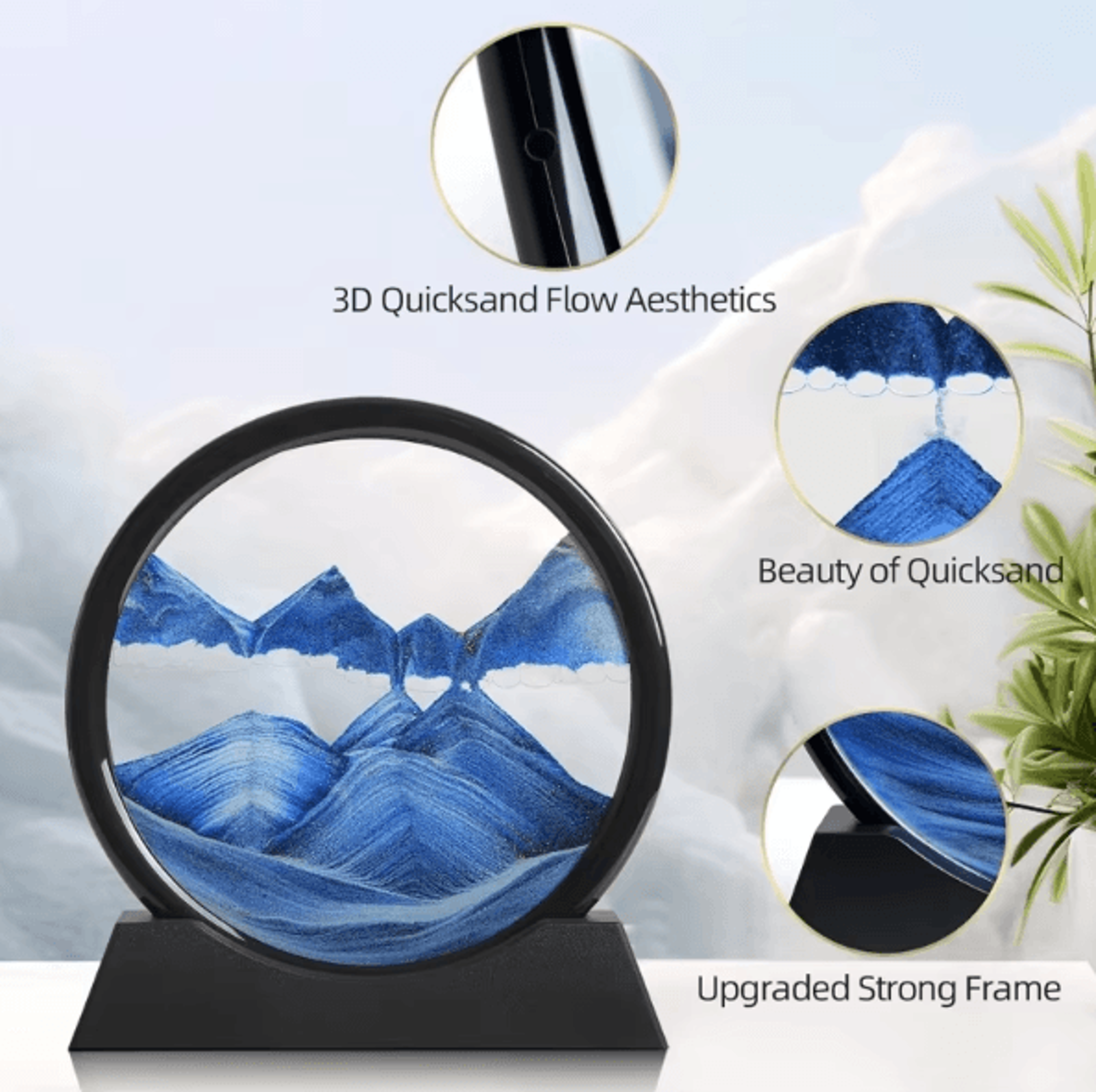 3D Moving Sand Art Hourglass Frame  Round Glass Sandscape Desk Decor For Home And Office 1