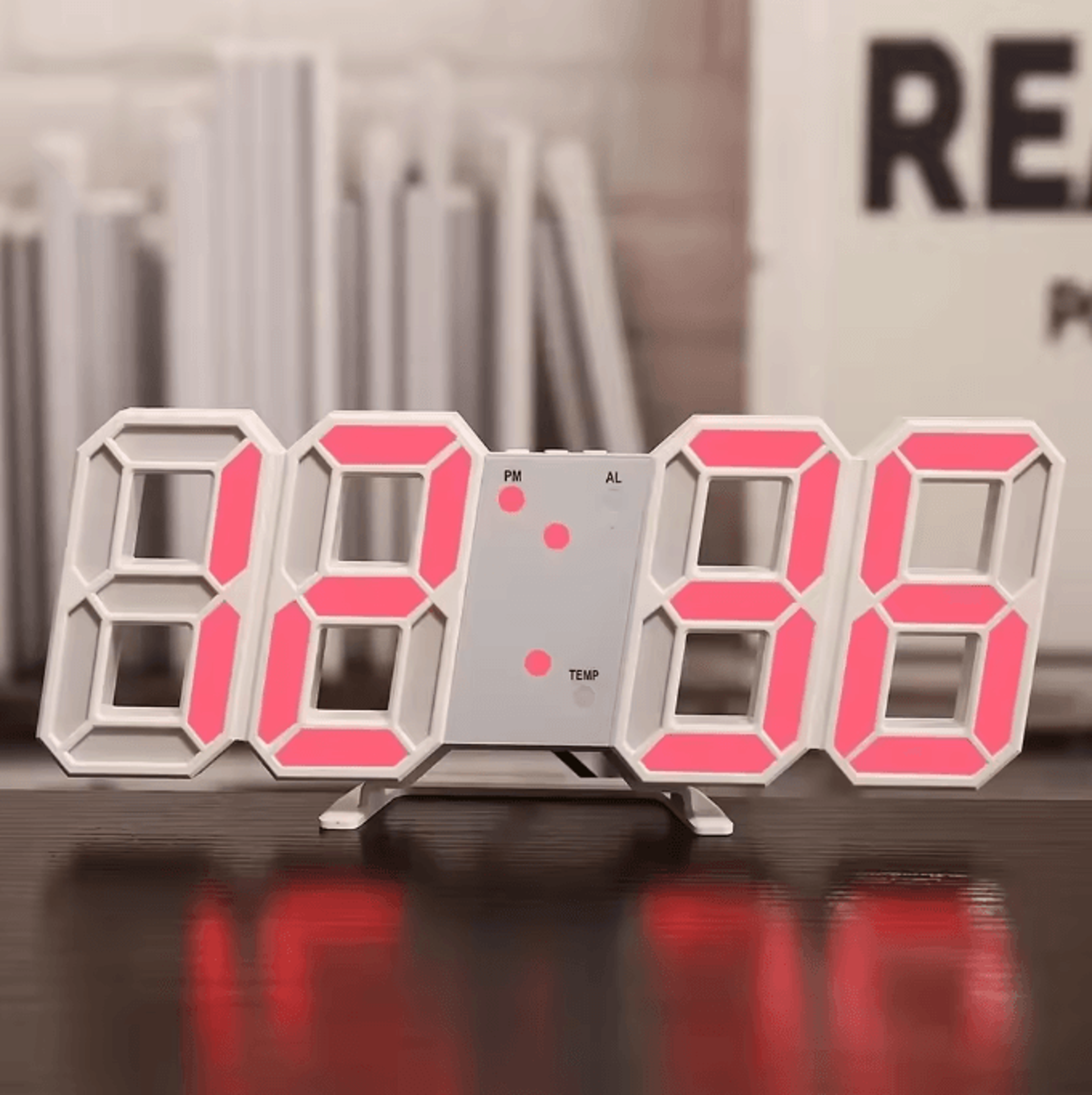 3D LED Digital Wall Clock With Night Mode  Modern Glow LED Wall Decor  Adjustable Desk Clock 4