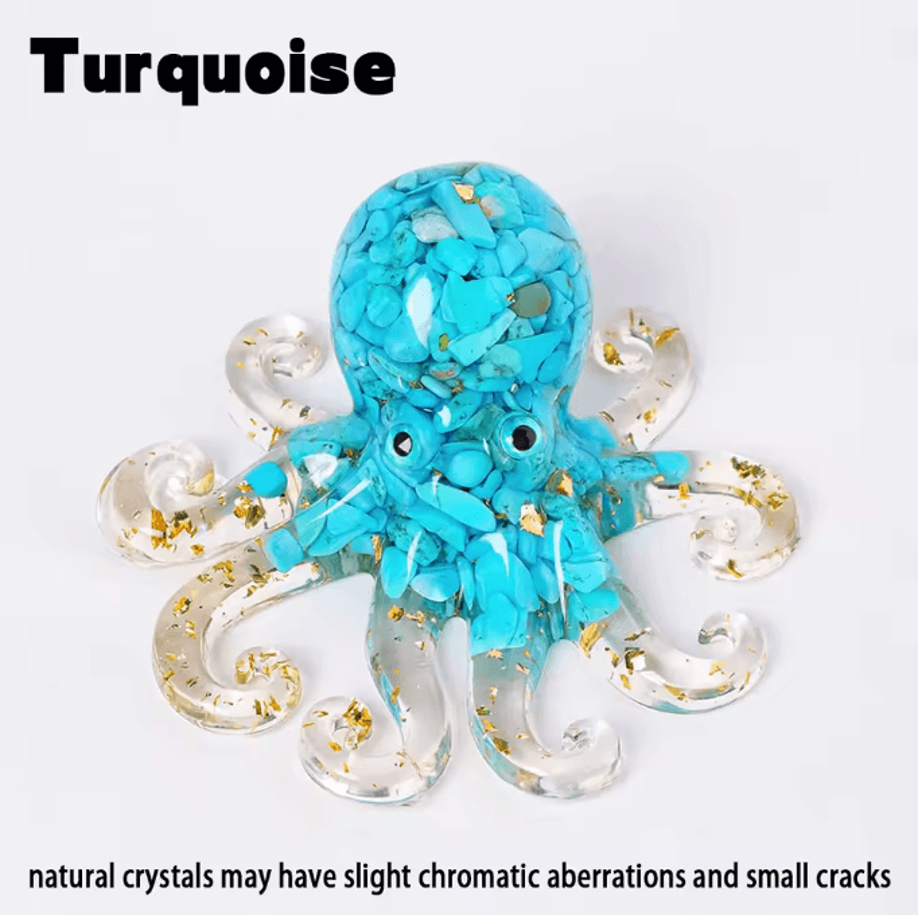 Natural Crystal Octopus Statue Reiki Stone Resin Ornament Decorative Figurine For Aquarium Home Off 10