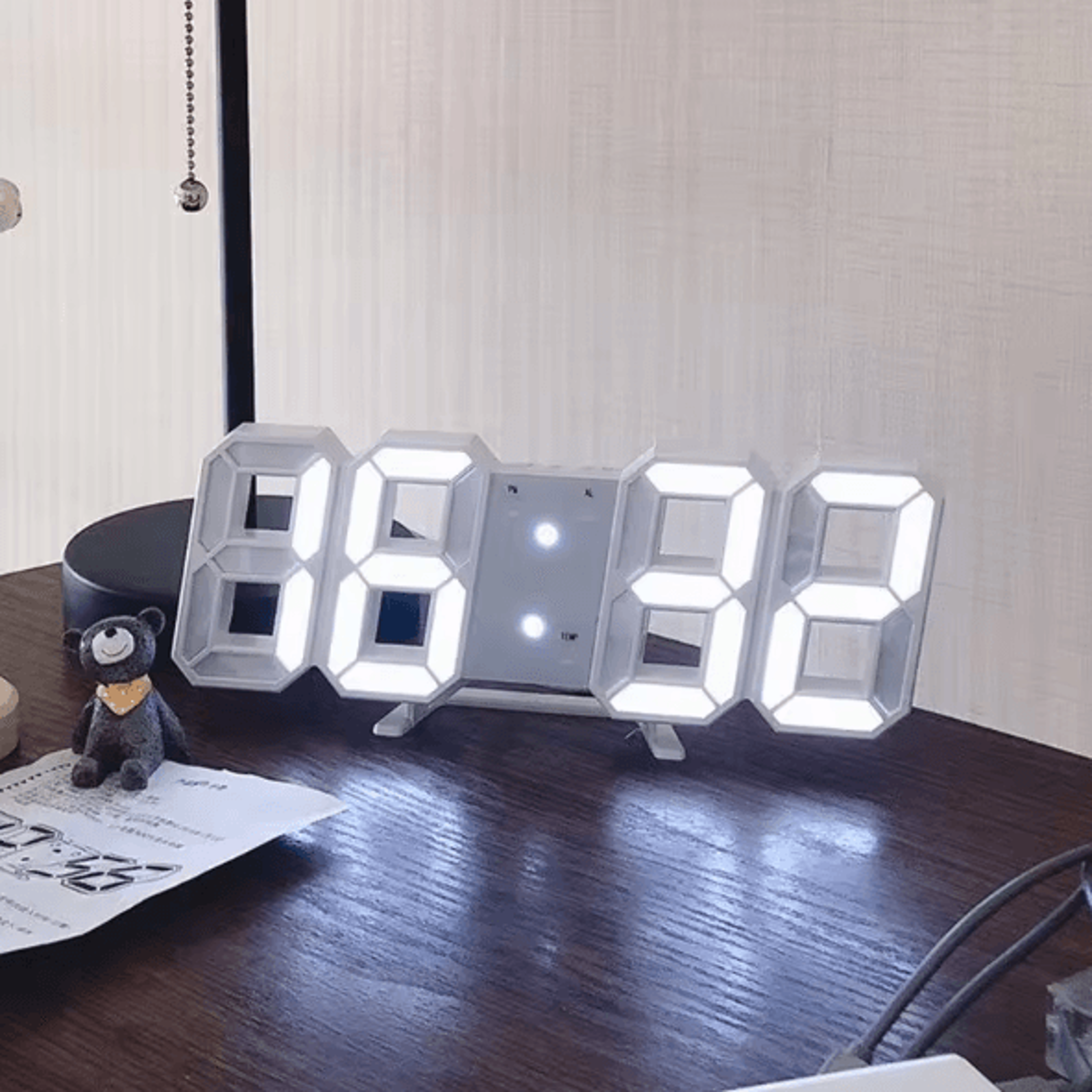 GlowTime 3D Luminous Digital Clock Voice Activated Silent LED Desk Clock For Bedroom  Modern Home D 1