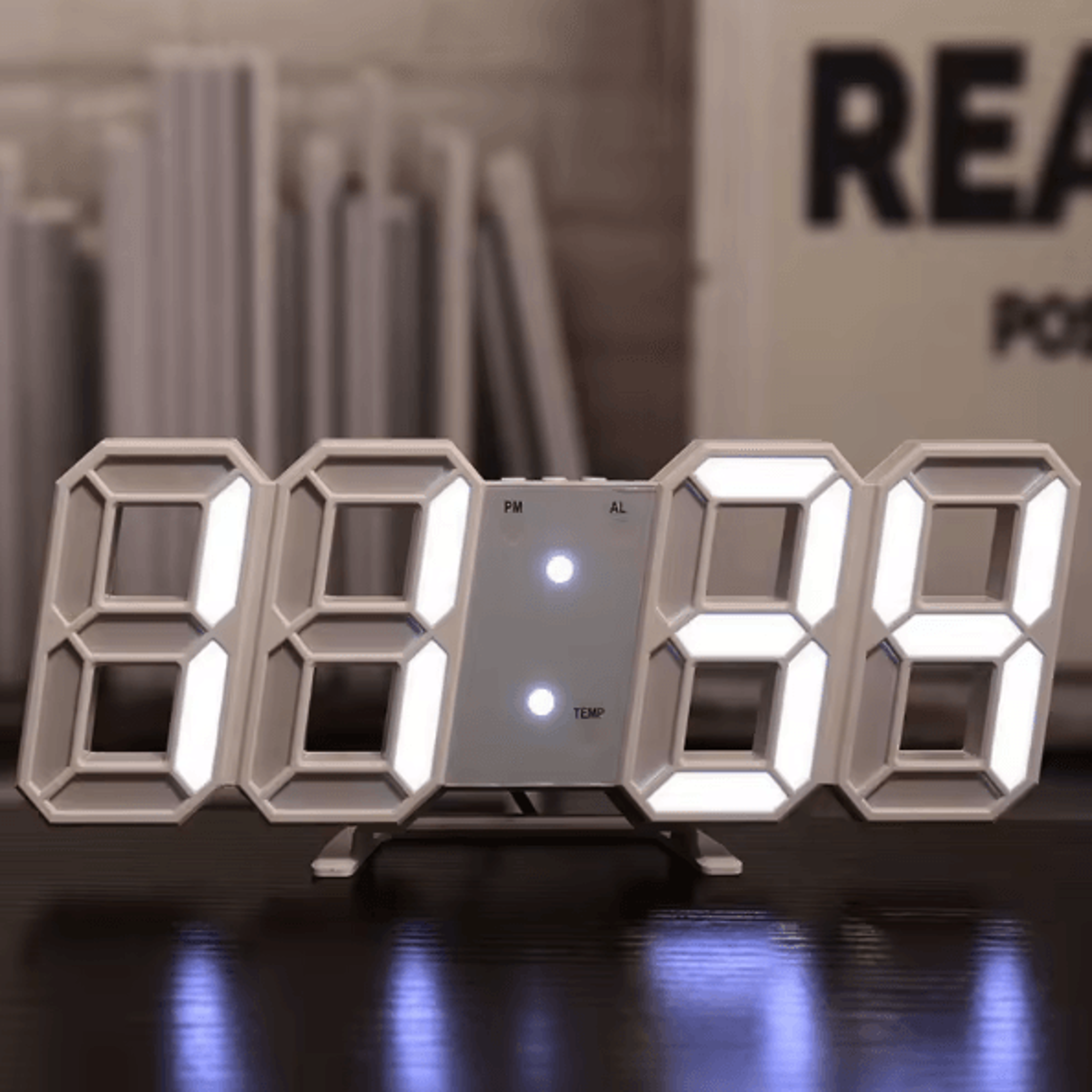 GlowTime 3D Luminous Digital Clock Voice Activated Silent LED Desk Clock For Bedroom  Modern Home D 3
