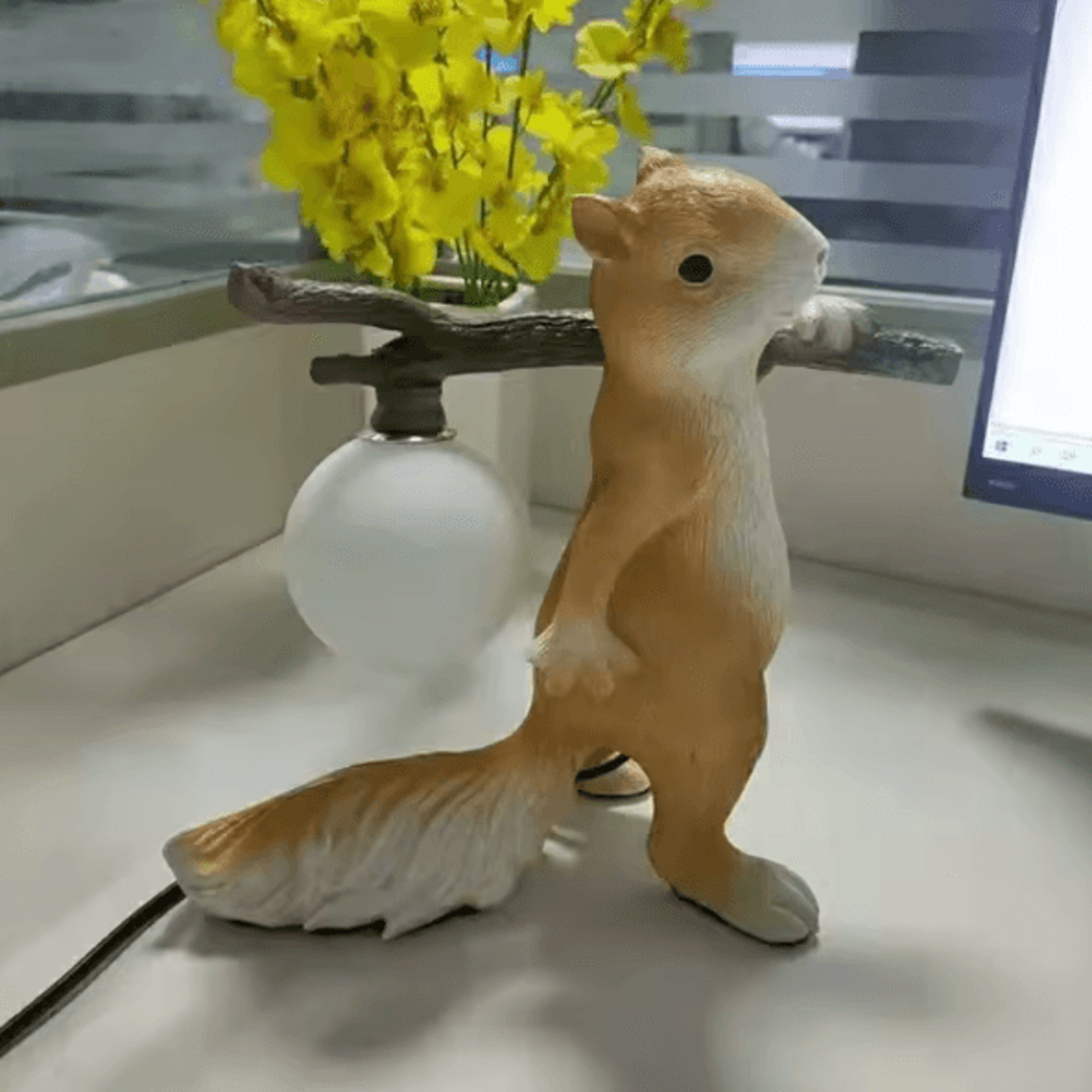 GlowNest Nordic Cartoon Squirrel Resin Desk Lamp Cute Ambient Light For Kids Bedroom  Living Room D 2