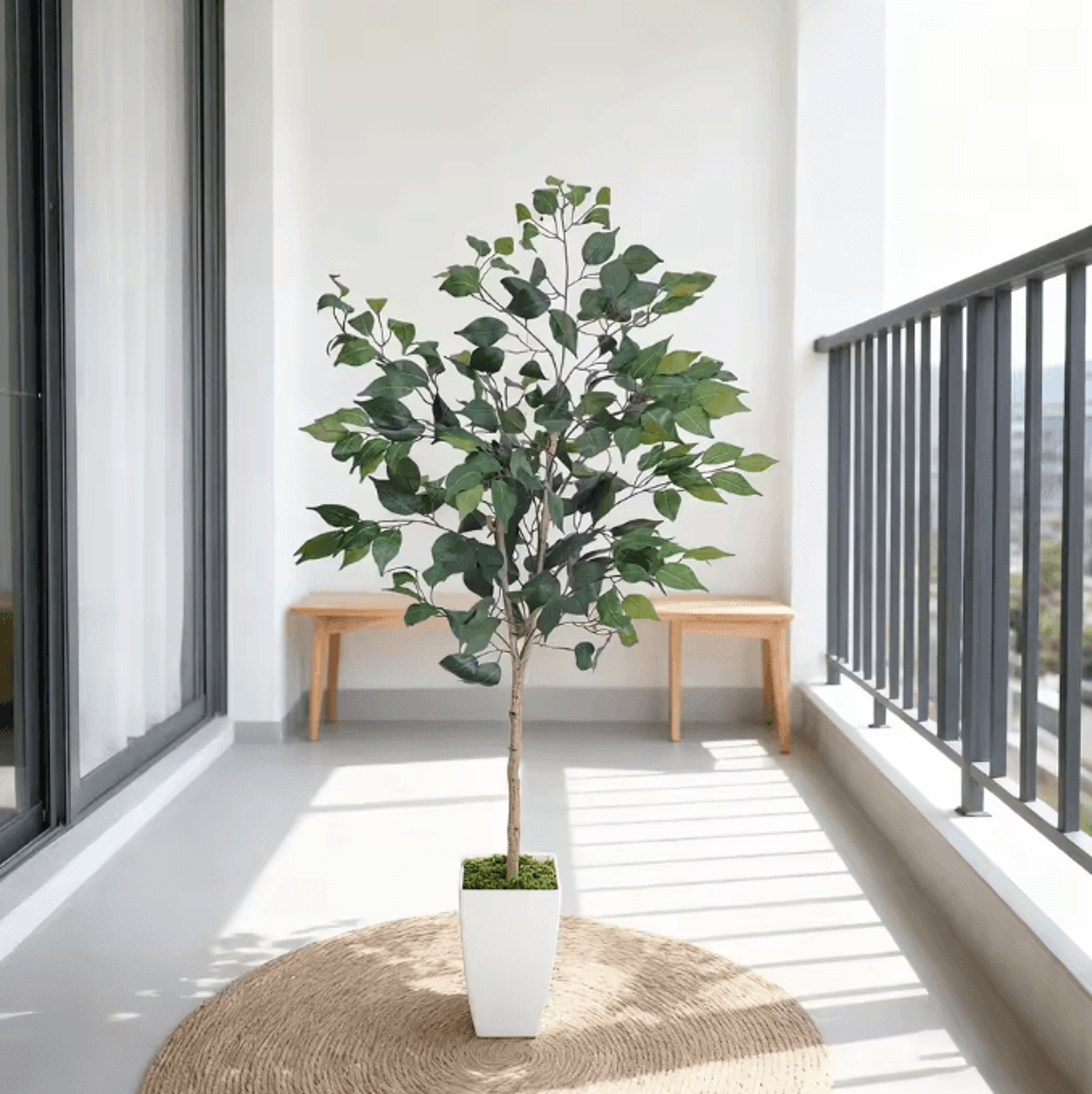 13M Curved Trunk Artificial Ficus Tree In Pot  Realistic Faux Indoor Plant Decor 1