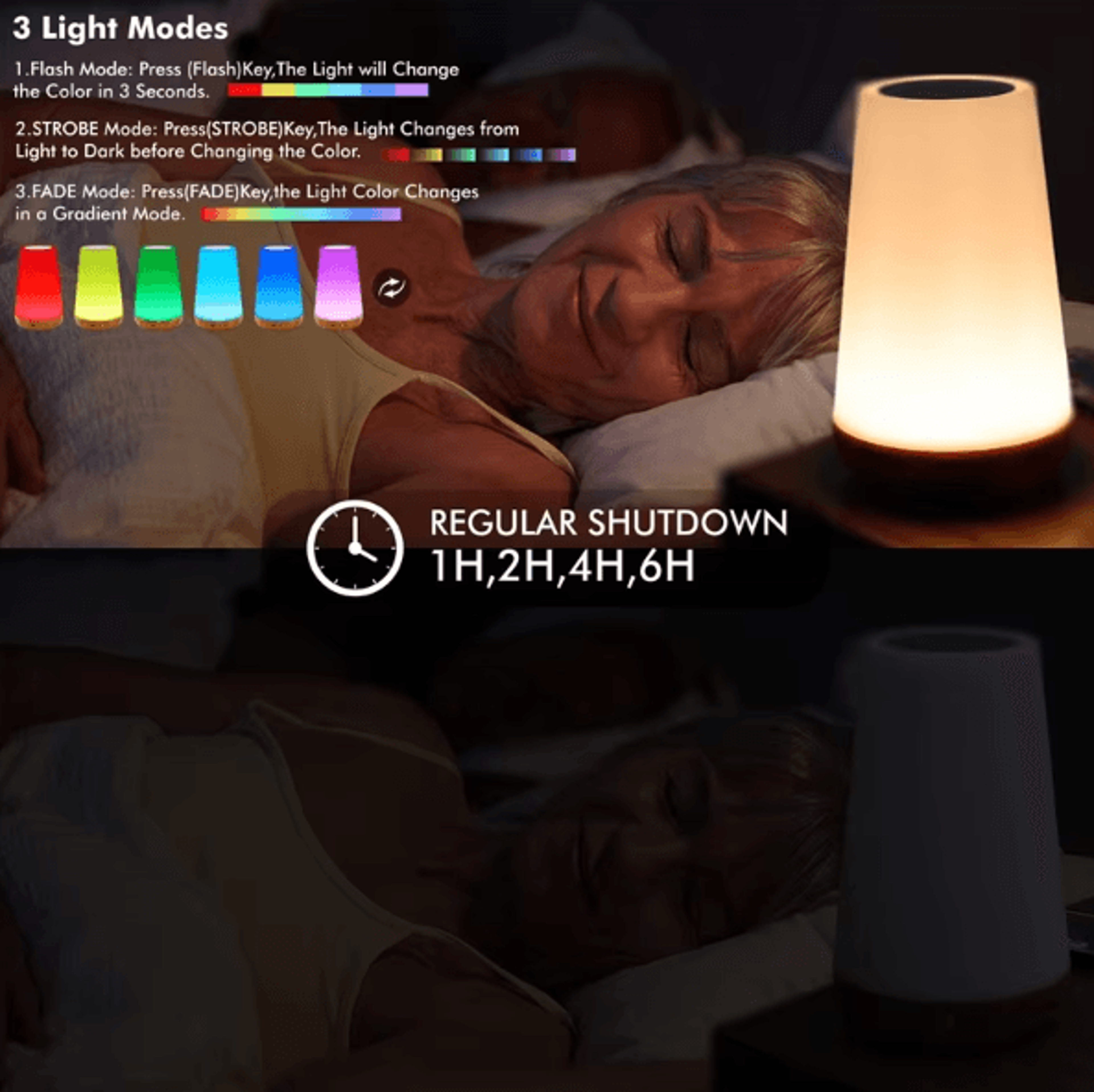 13Color RGB Touch Night Light With Remote Control  Dimmable Rechargeable Bedside Lamp 3