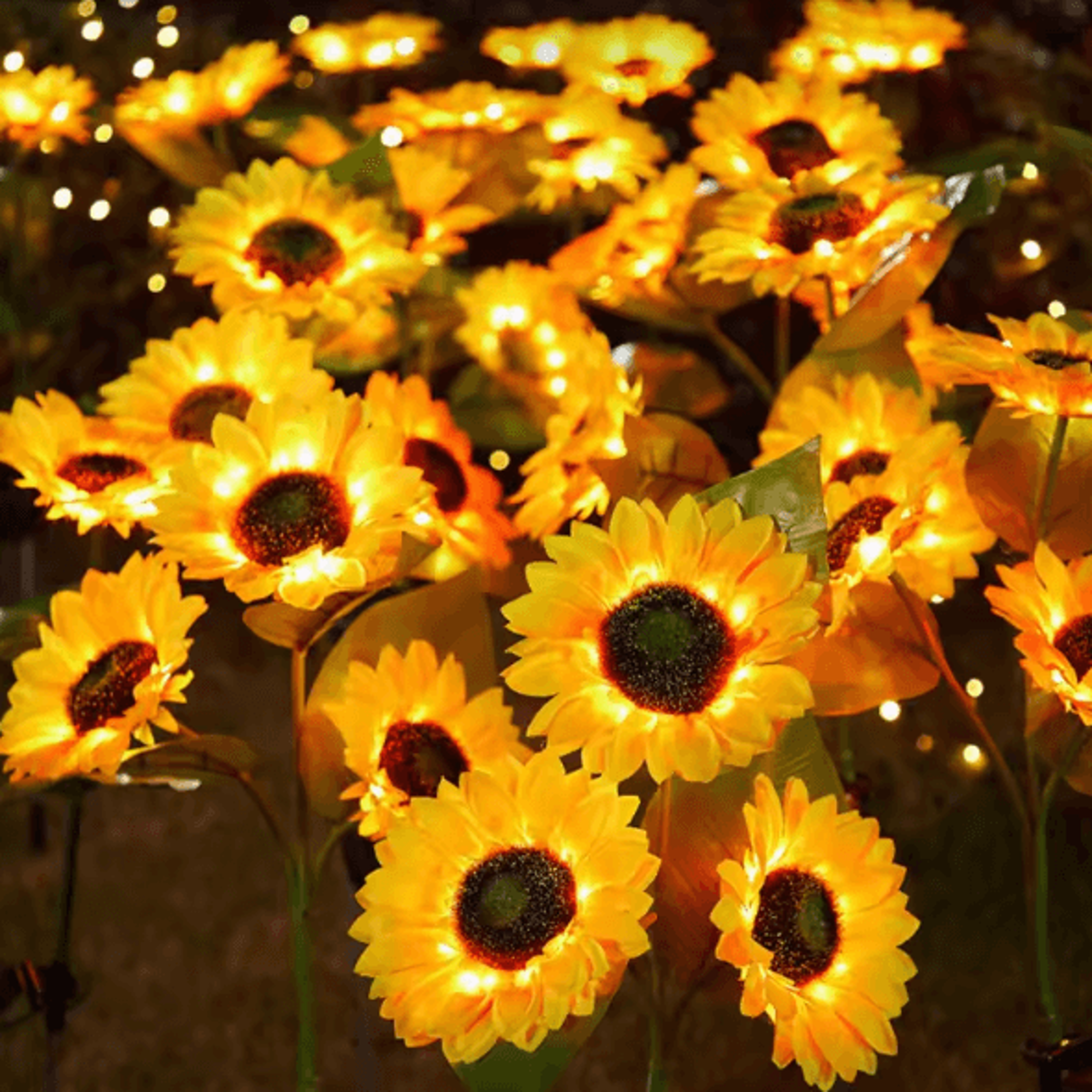 Solar LED Sunflower  Rose Garden Lights  Waterproof Colorful Outdoor Landscape Decor 3
