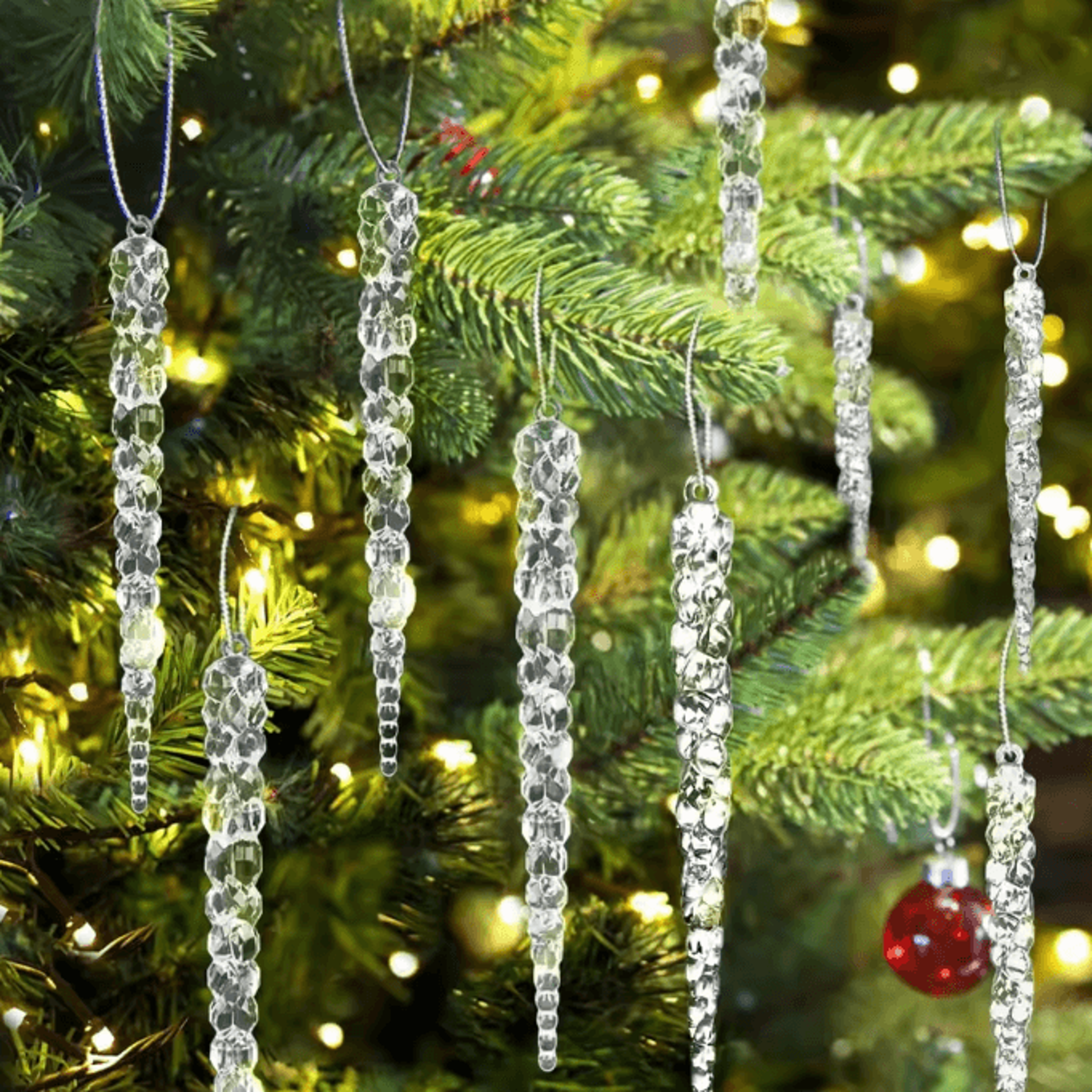 24PCS Acrylic Christmas Icicle Ornaments  Realistic Hanging Tree Decorations For Winter Decor 1