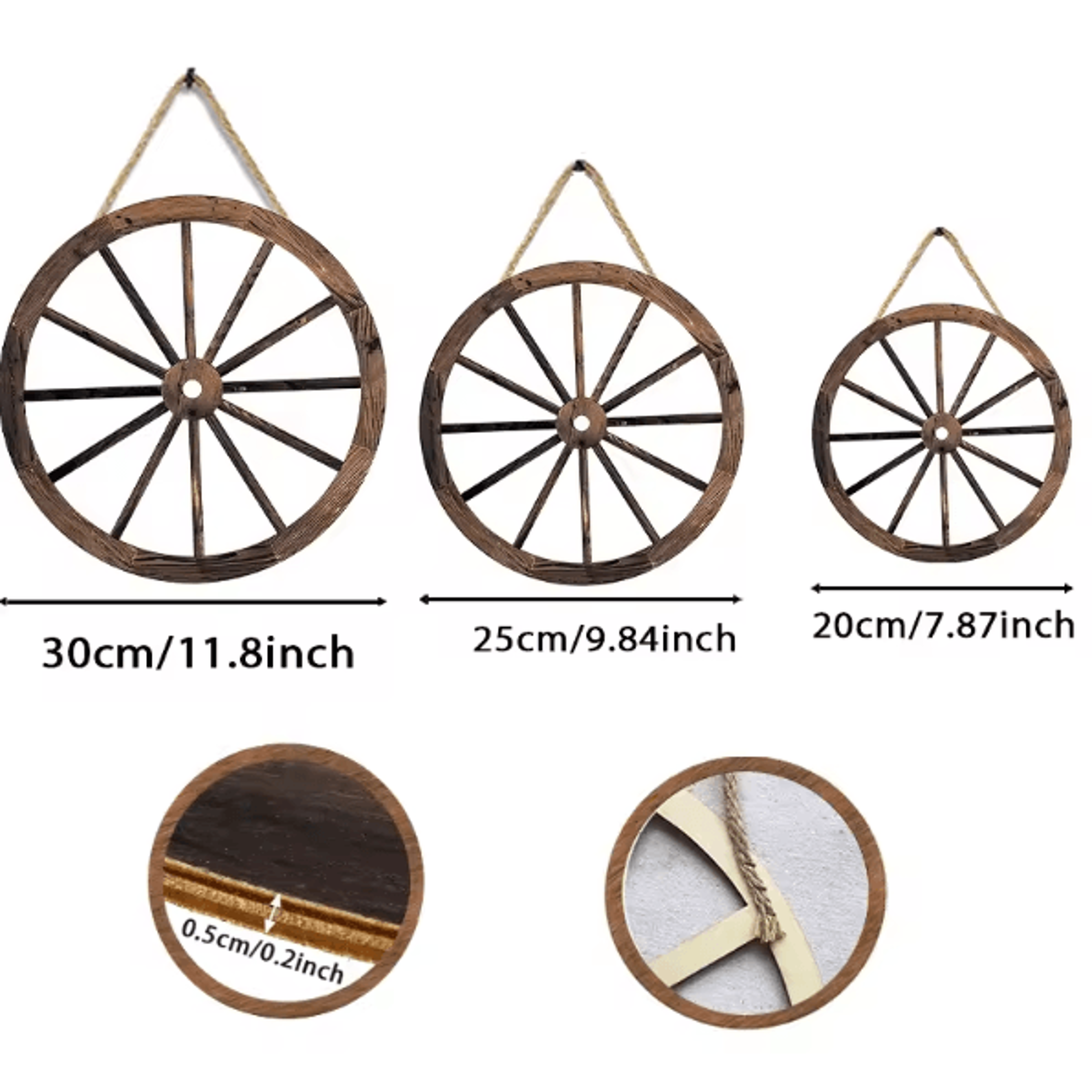Vintage Rustic Wooden Wagon Wheel Wall Decor  Old Western Farmhouse Hanging Cartwheel 4