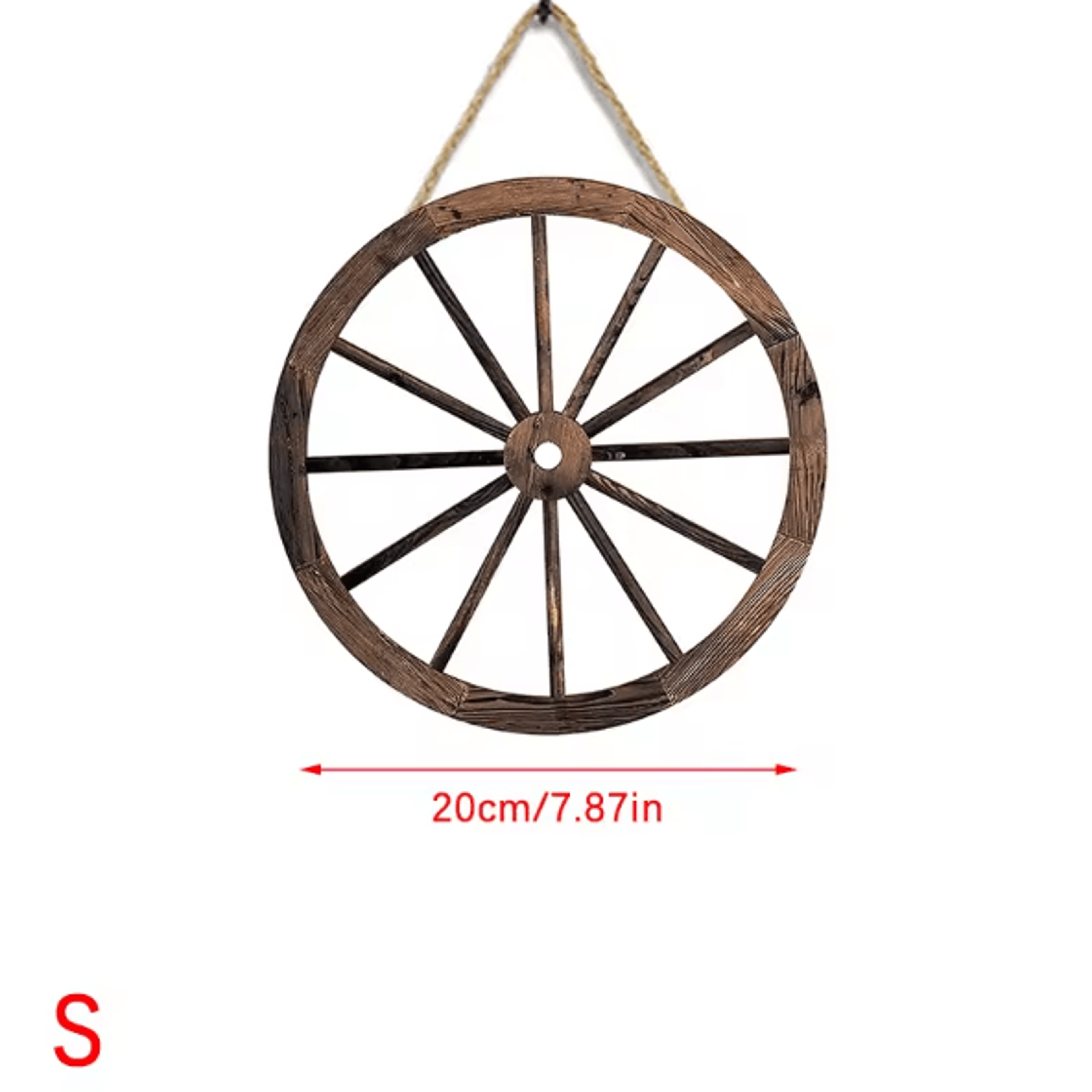 Vintage Rustic Wooden Wagon Wheel Wall Decor  Old Western Farmhouse Hanging Cartwheel 5