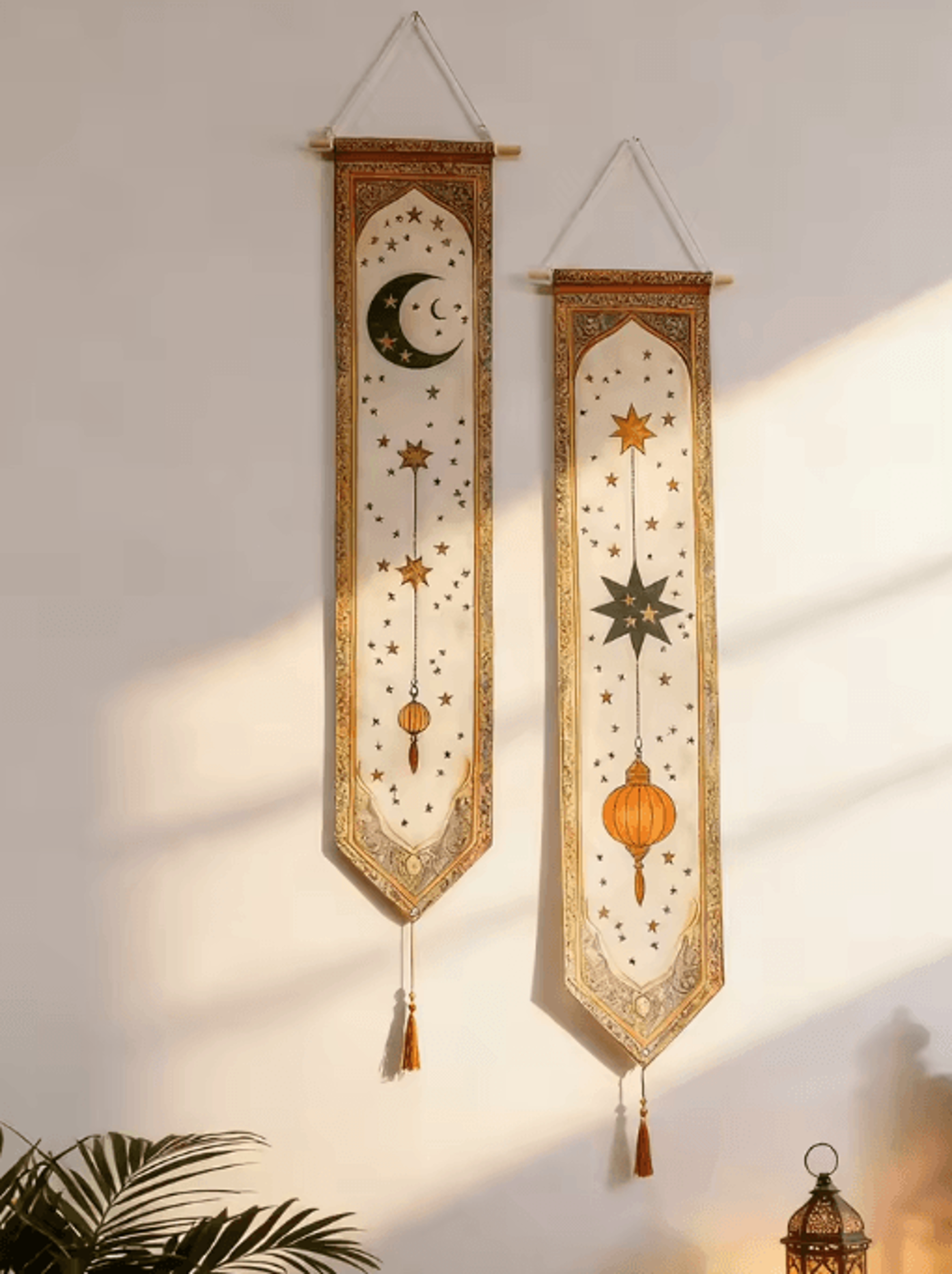 Islamic Ramadan Wall Banner Tapestry  Moon Star Lantern Eid Mubarak Decor For Home  Party 2
