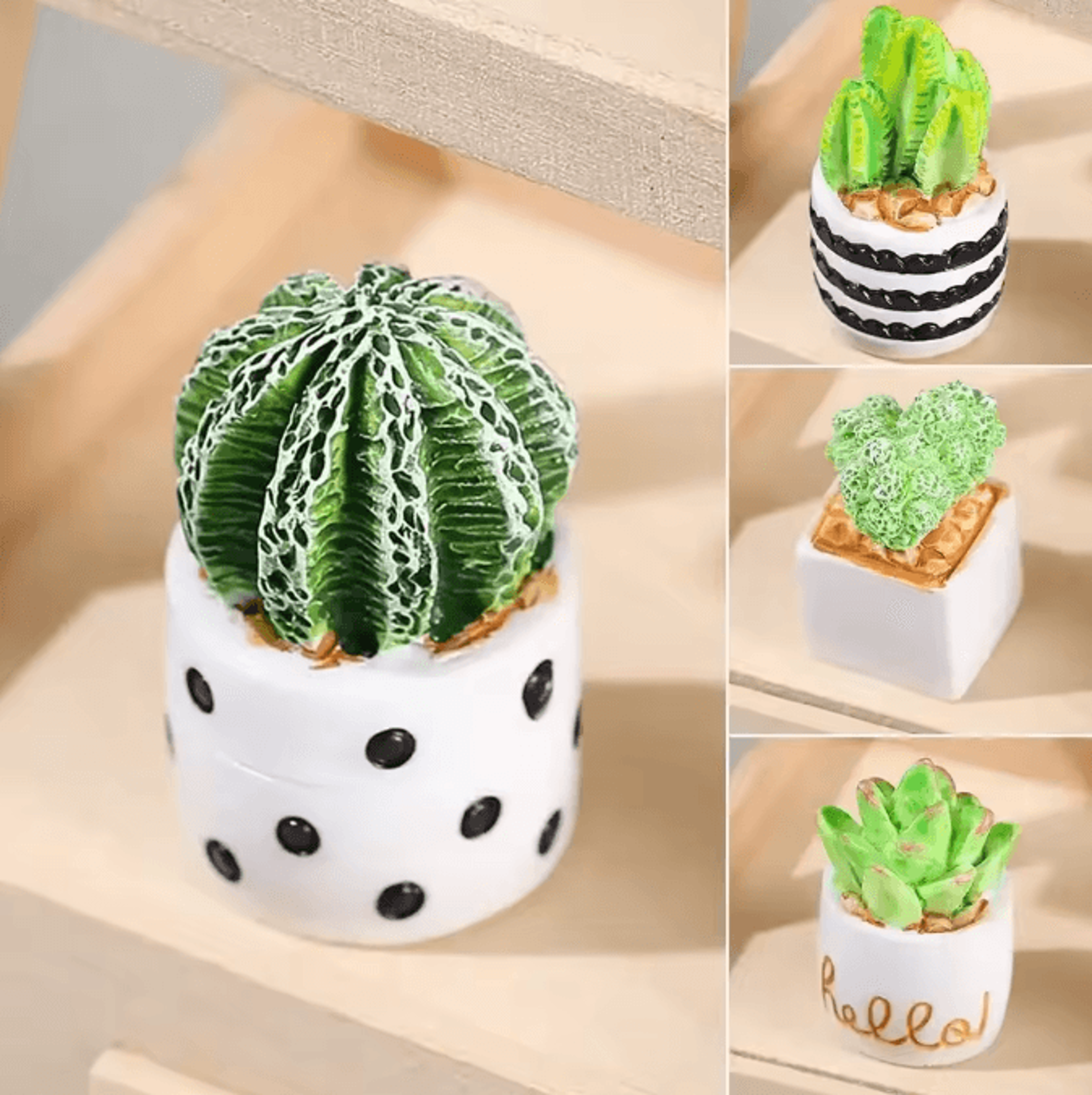 Miniature Resin Potted Plant  Realistic Dollhouse Decor Accent 0