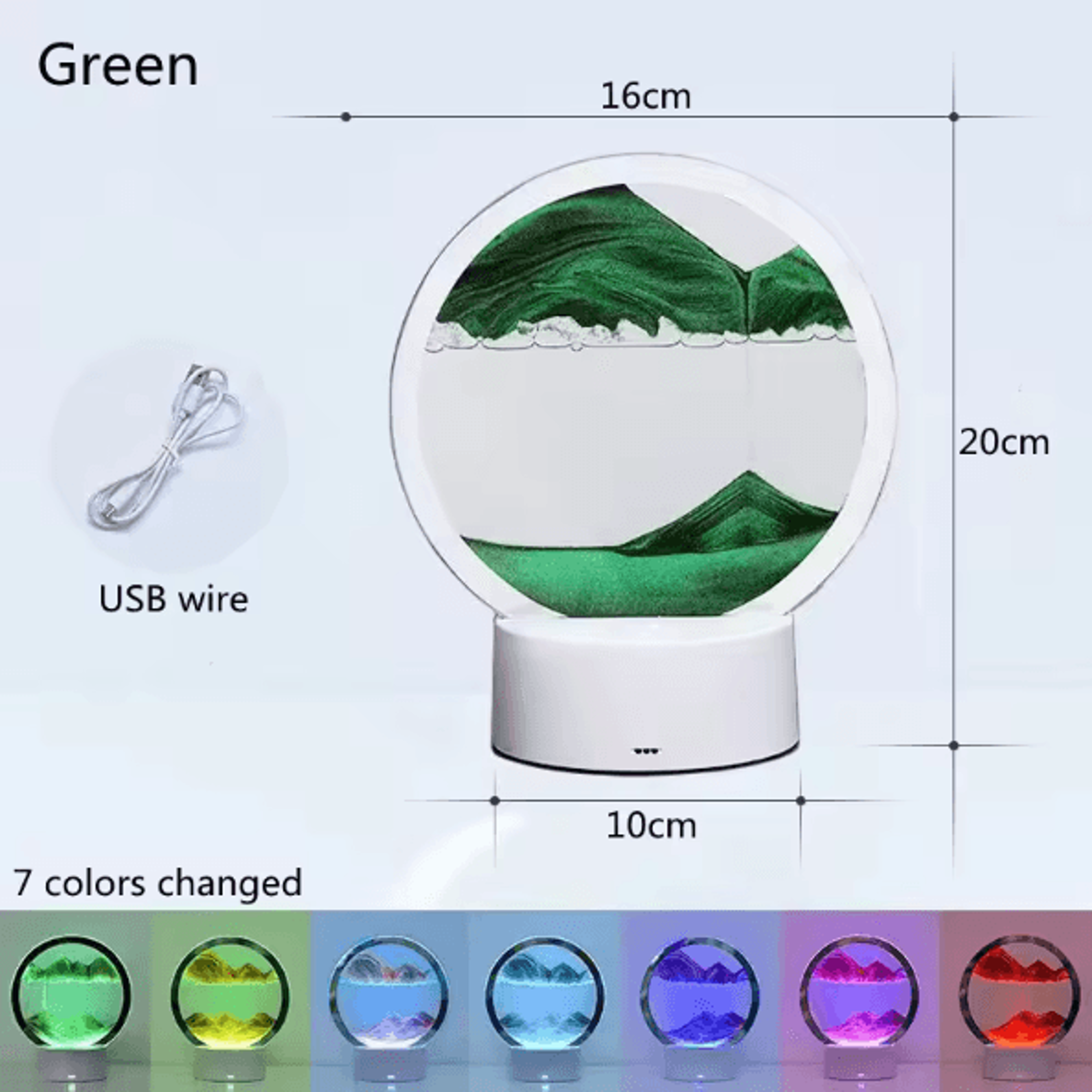 3D Quicksand LED Table Lamp  Rotating Sand Art Night Light Decor 8