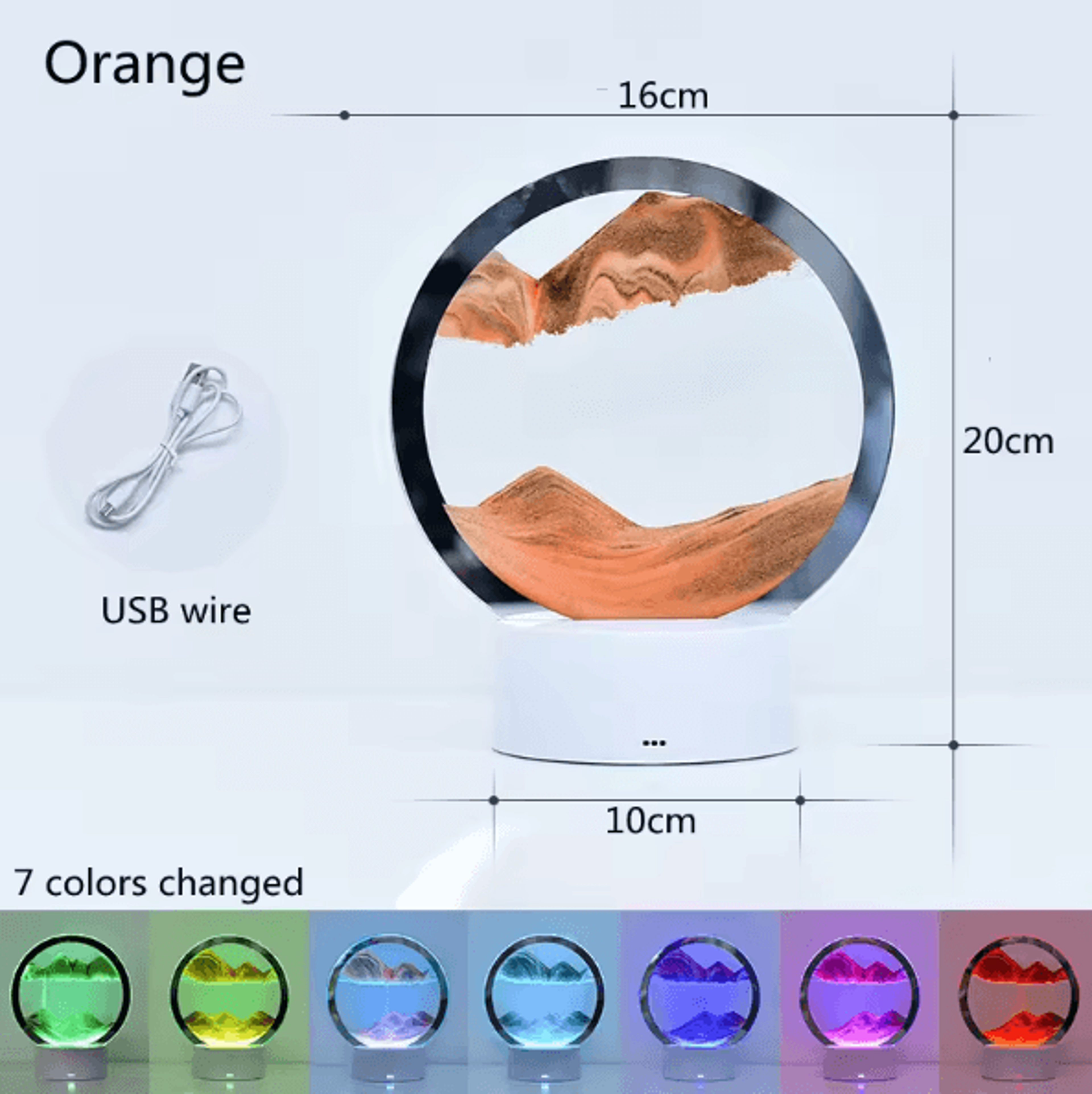 3D Quicksand LED Table Lamp  Rotating Sand Art Night Light Decor 6