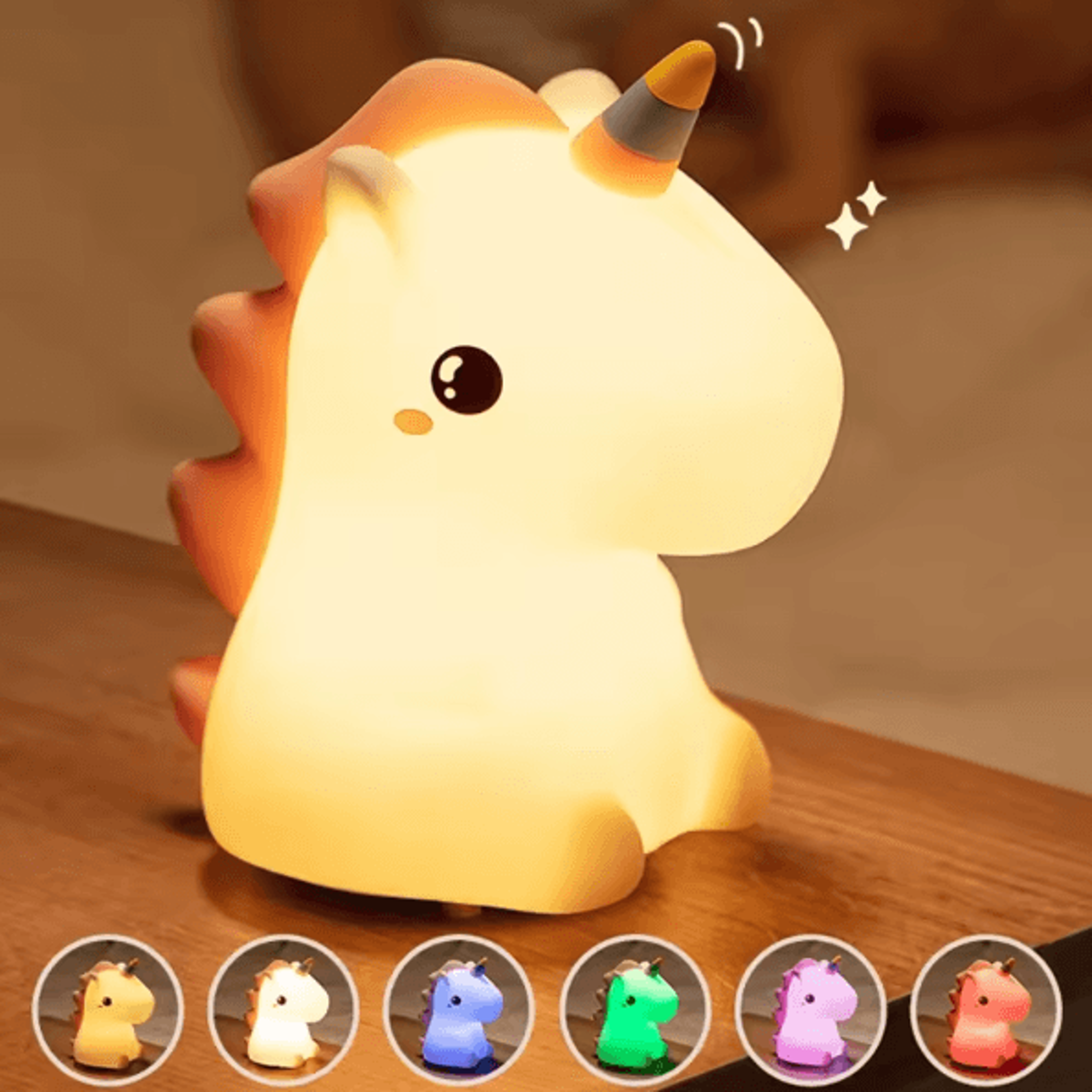 Cute Unicorn Silicone LED Night Light  USB Rechargeable Touch Lamp For Kids 0