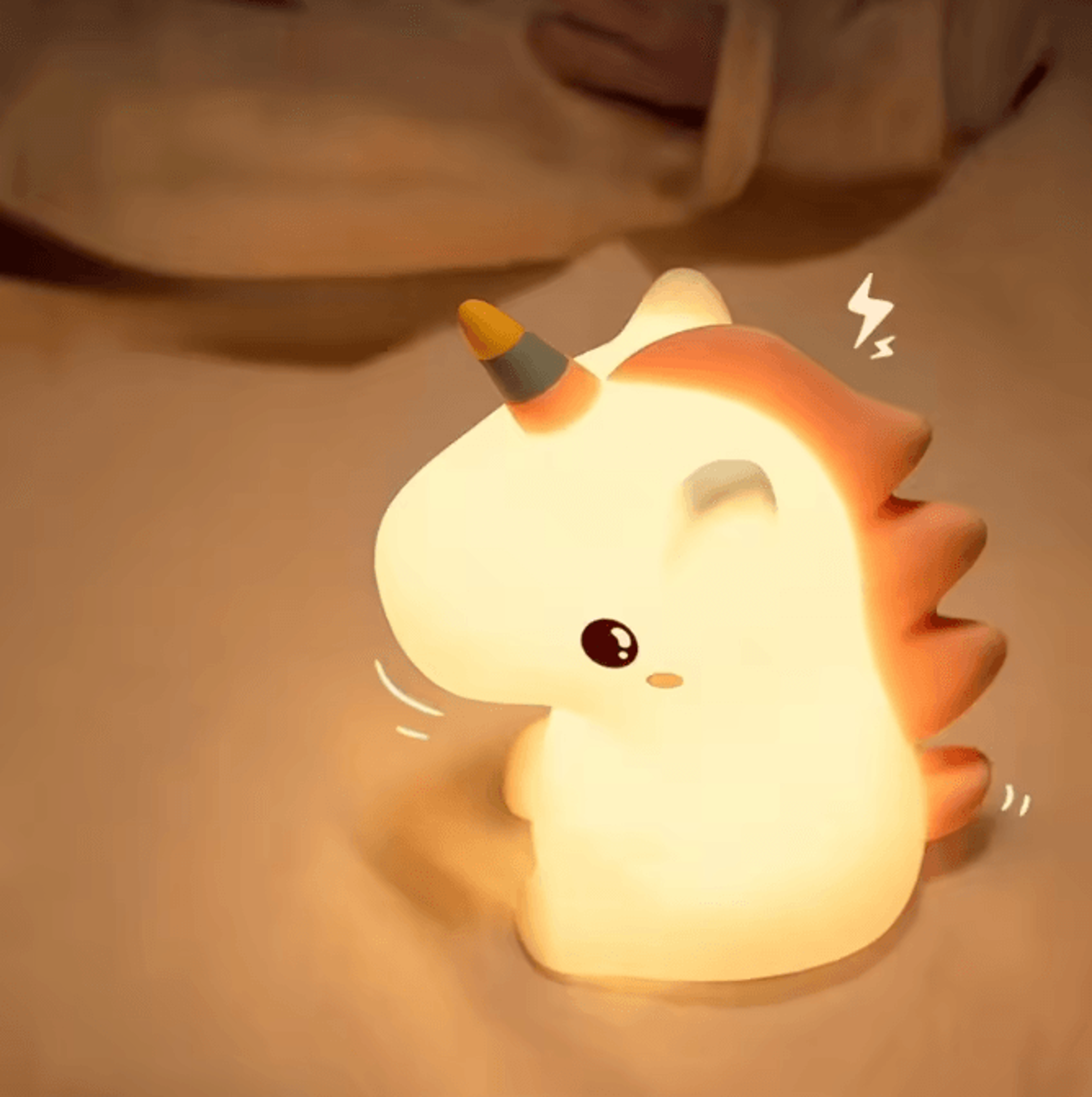 Cute Unicorn Silicone LED Night Light  USB Rechargeable Touch Lamp For Kids 2
