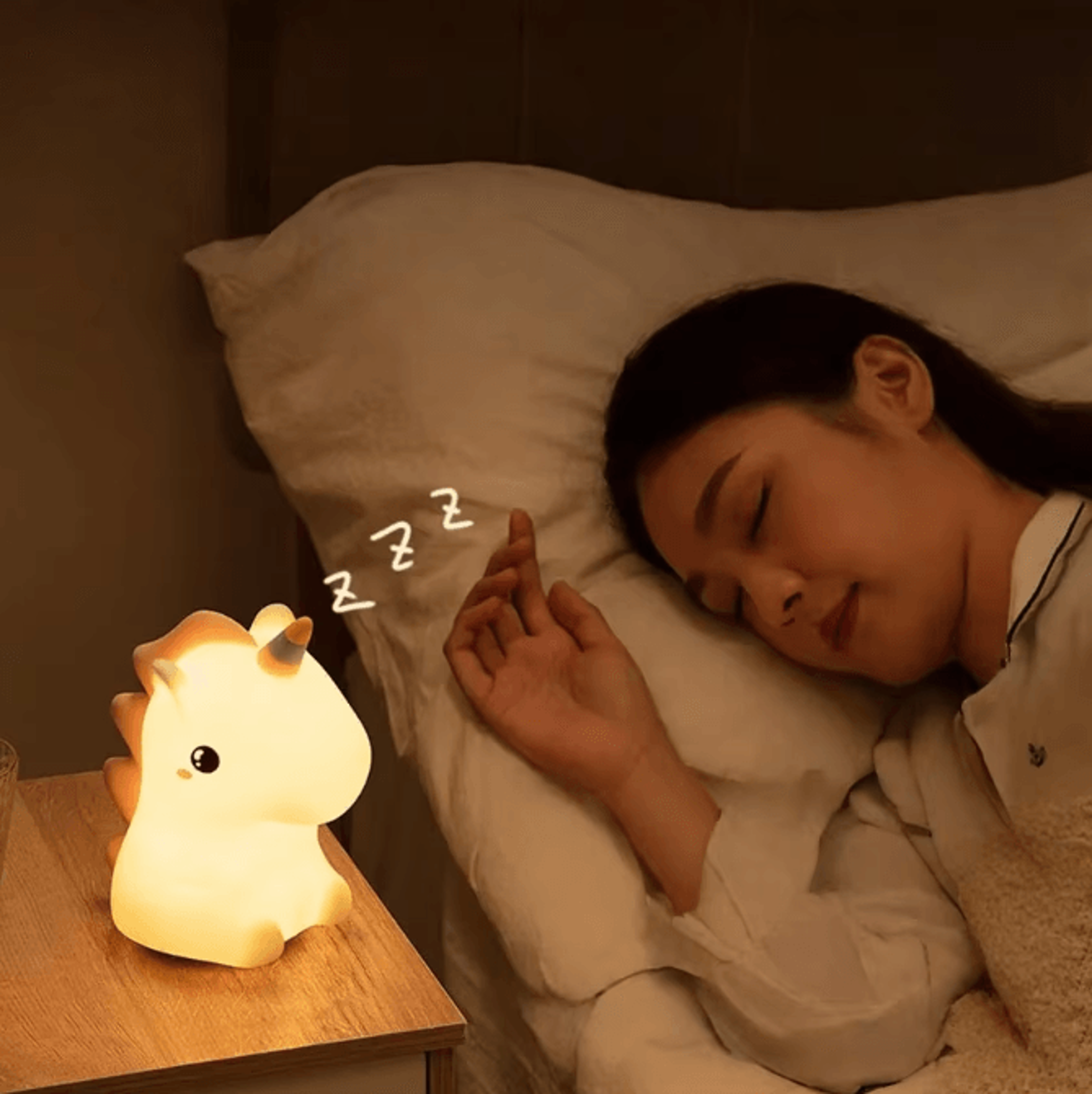 Cute Unicorn Silicone LED Night Light  USB Rechargeable Touch Lamp For Kids 3