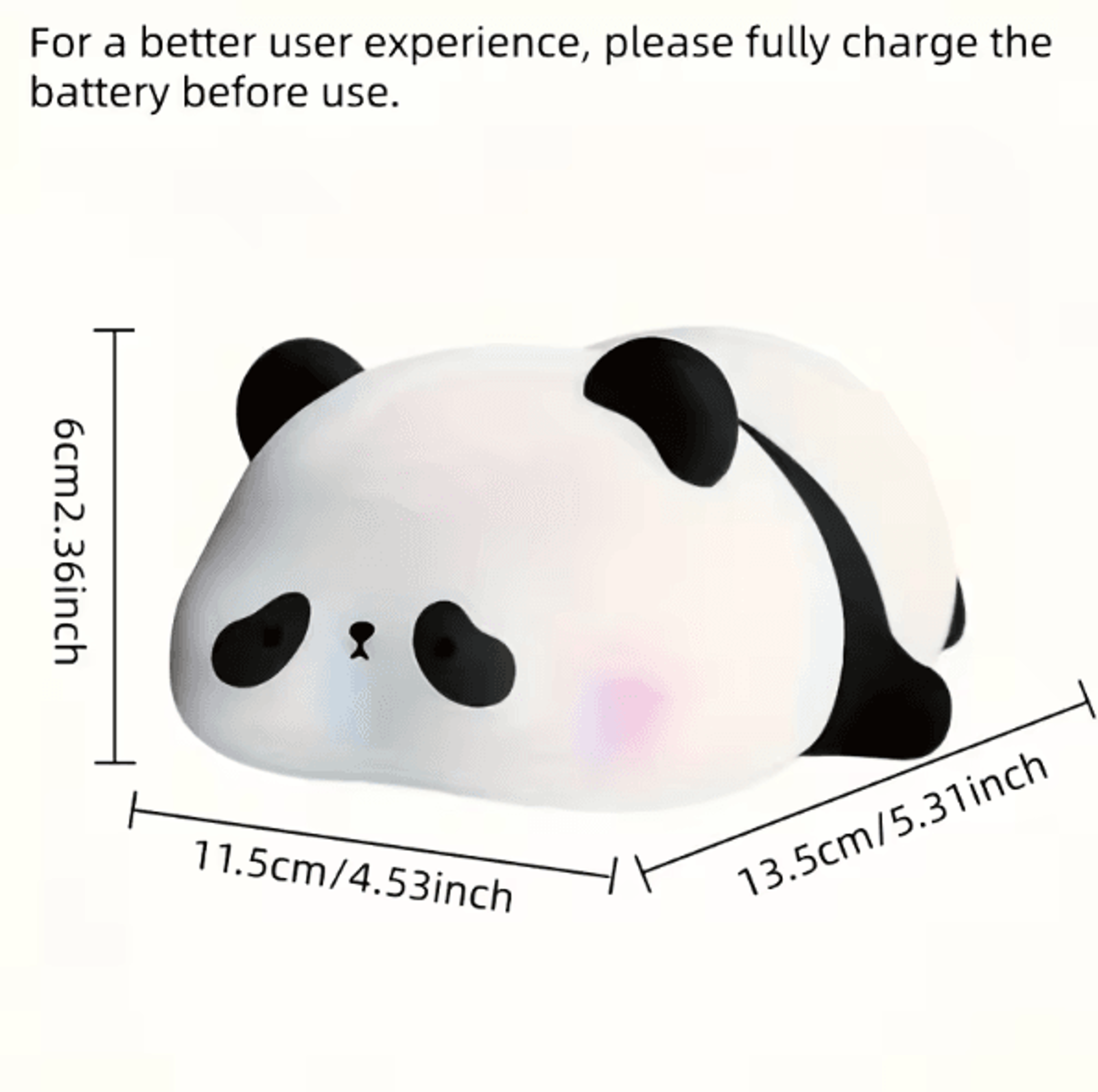 Cute Panda LED Night Light  USB Rechargeable Silicone Bedside Lamp 3