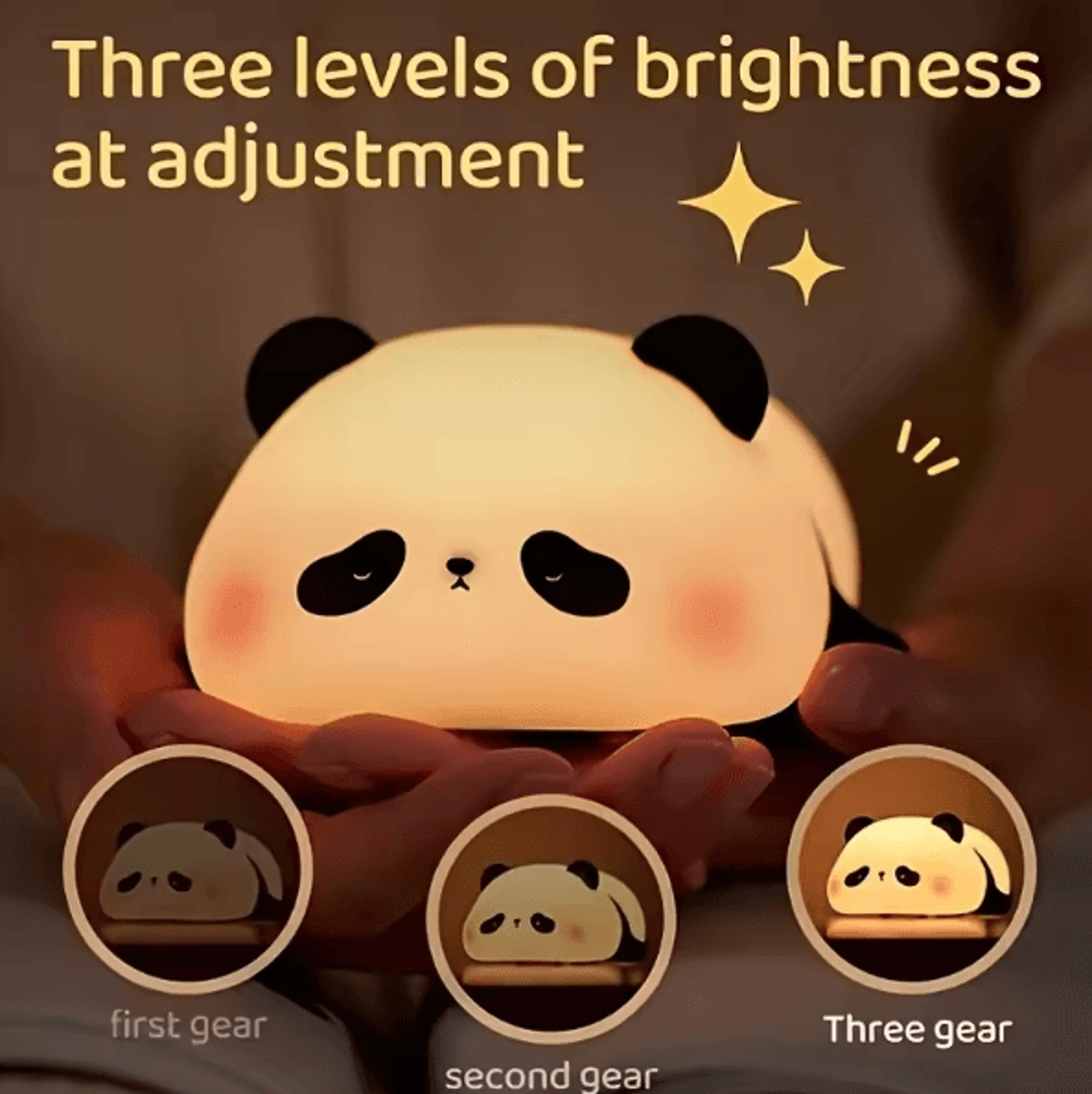 Cute Panda LED Night Light  USB Rechargeable Silicone Bedside Lamp 4