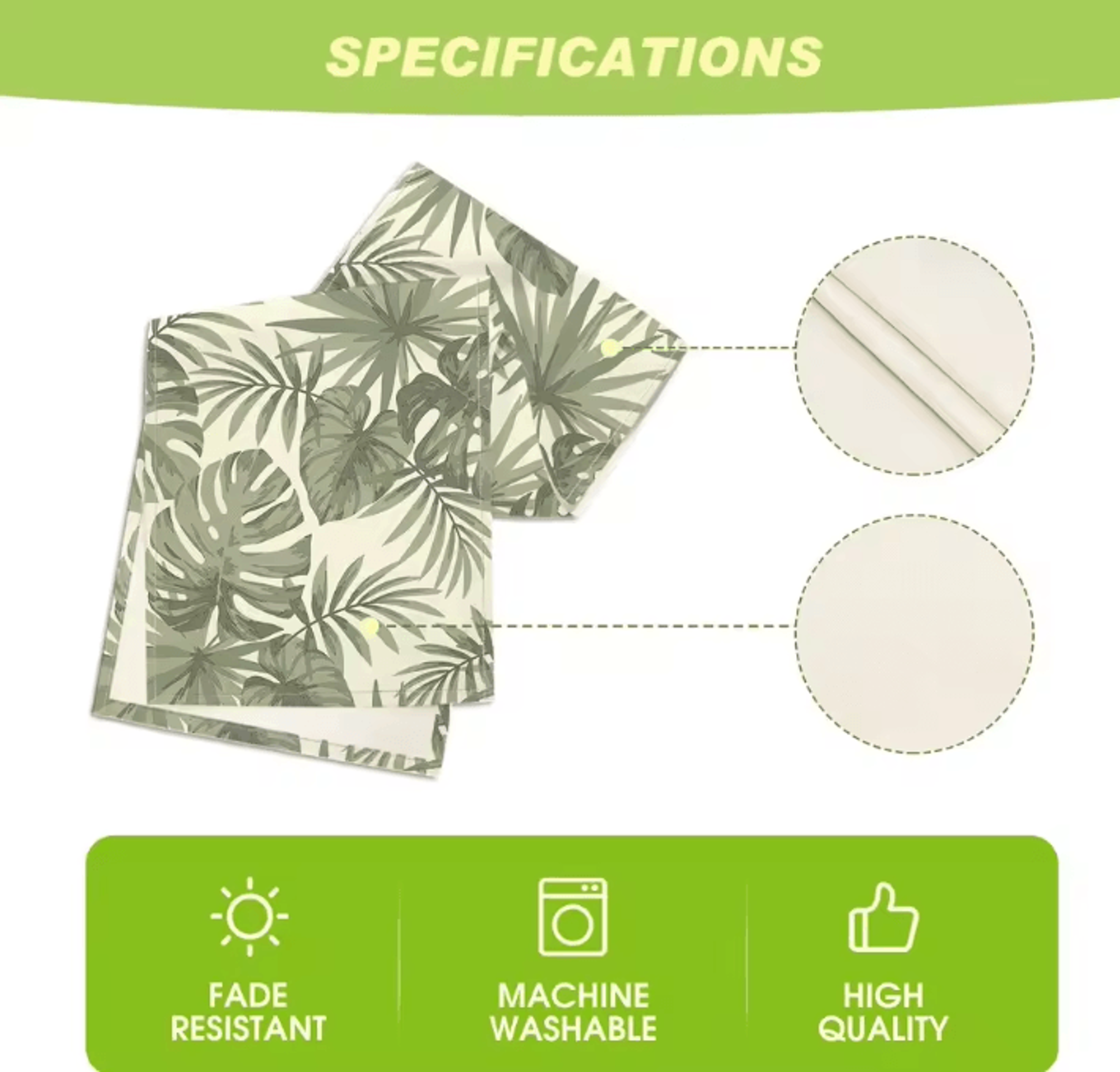 Summer Green Leaves Linen Table Runner  Botanical Farmhouse Dining Decor 3