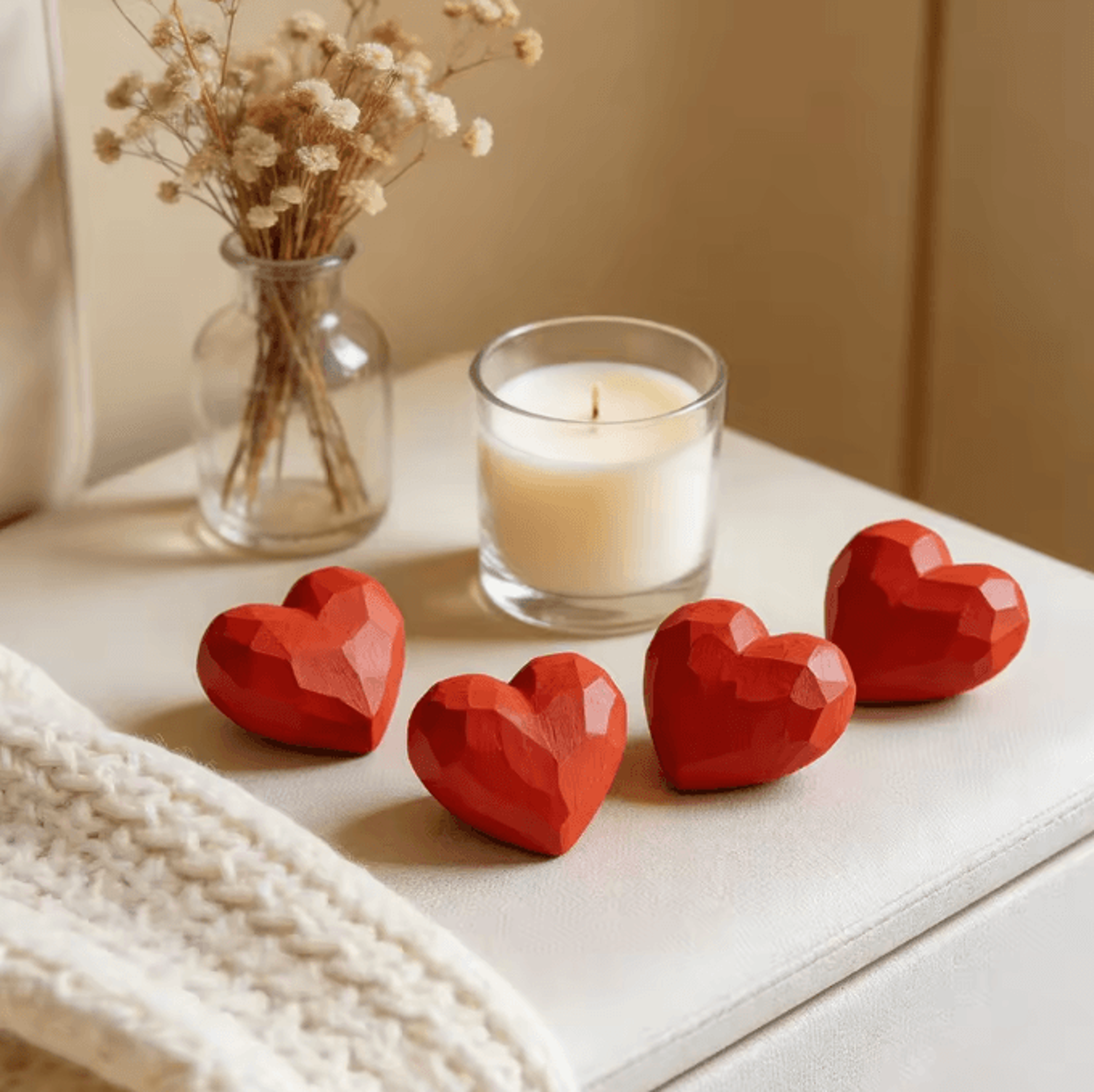 HandCarved Wooden Heart Figurine  Romantic Mini Love Decor 1