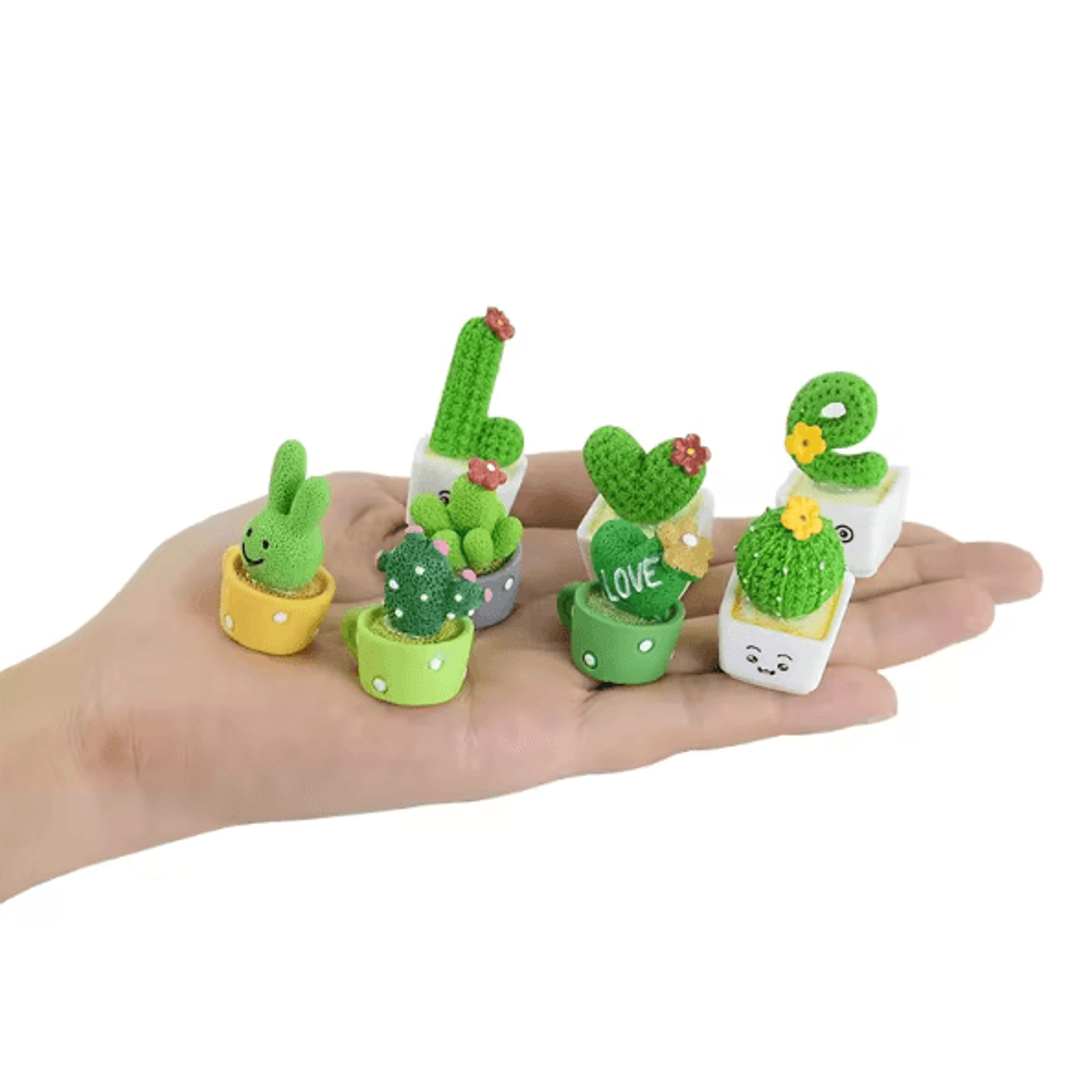 4PCS Mini Resin Succulent Cactus Set  Cute Desk  Home Decor Plants 2