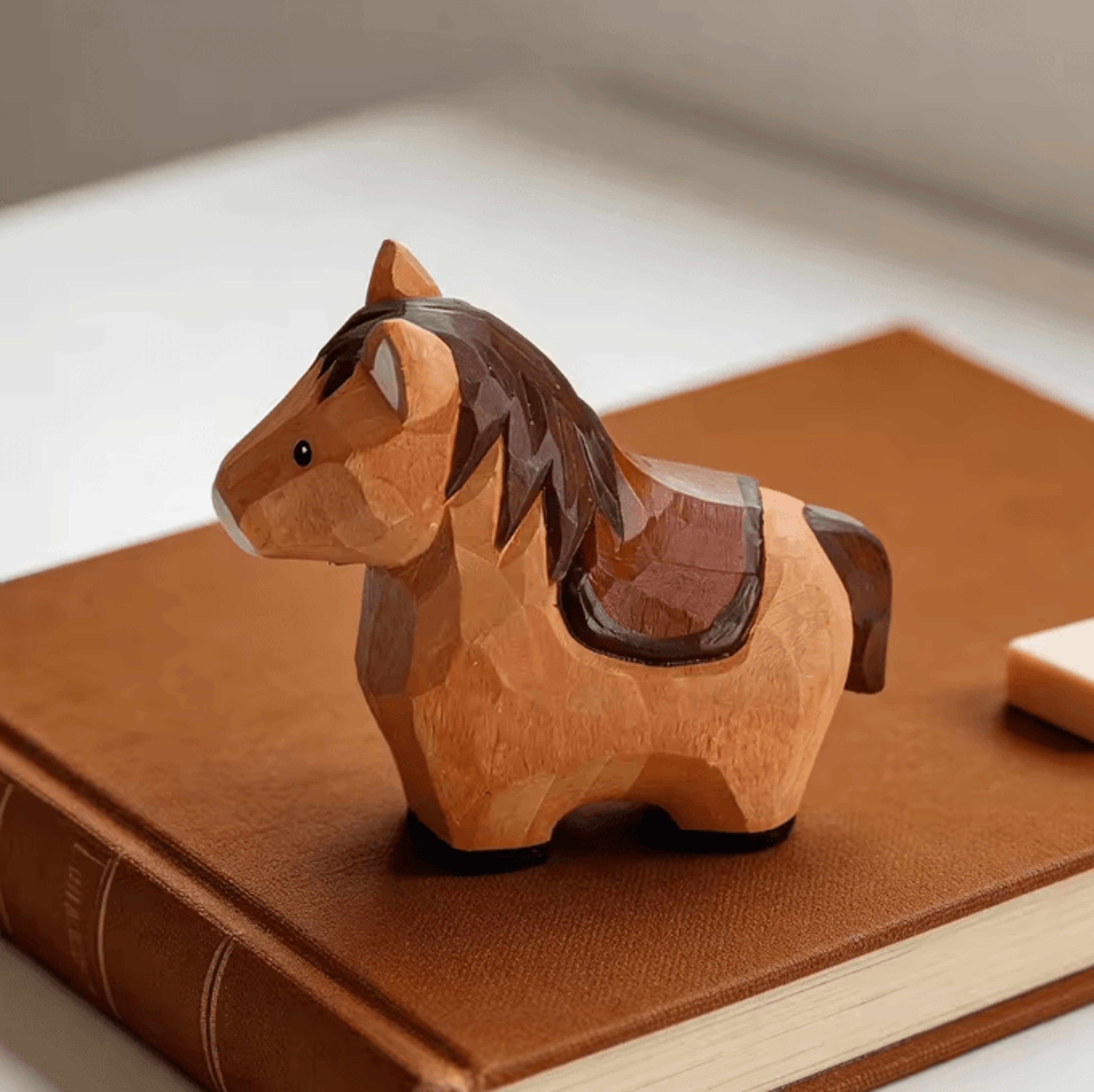 Handcrafted Wooden Horse Figurine  Rustic Animal Carving Decor 0