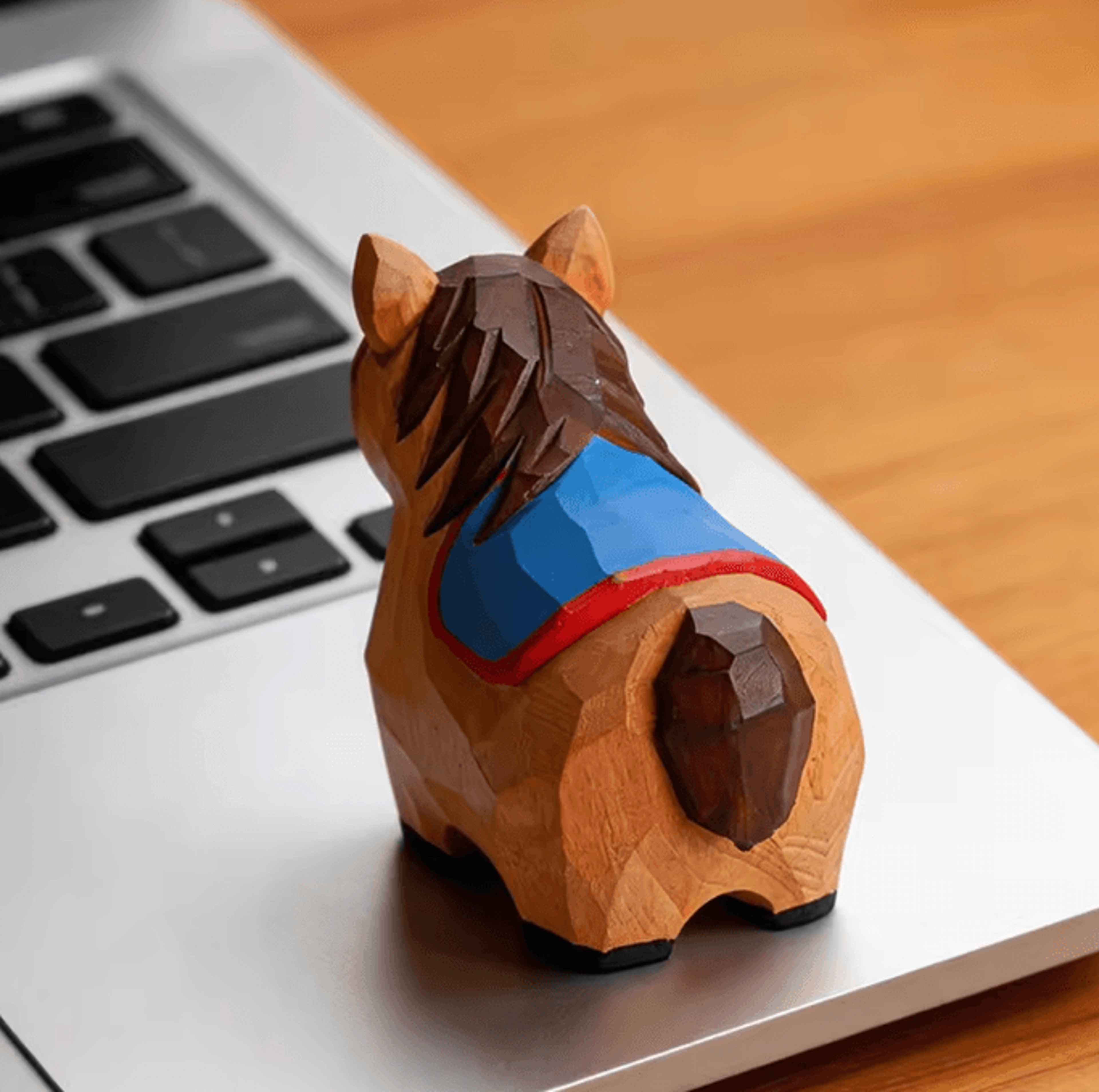 Handcrafted Wooden Horse Figurine  Rustic Animal Carving Decor 3