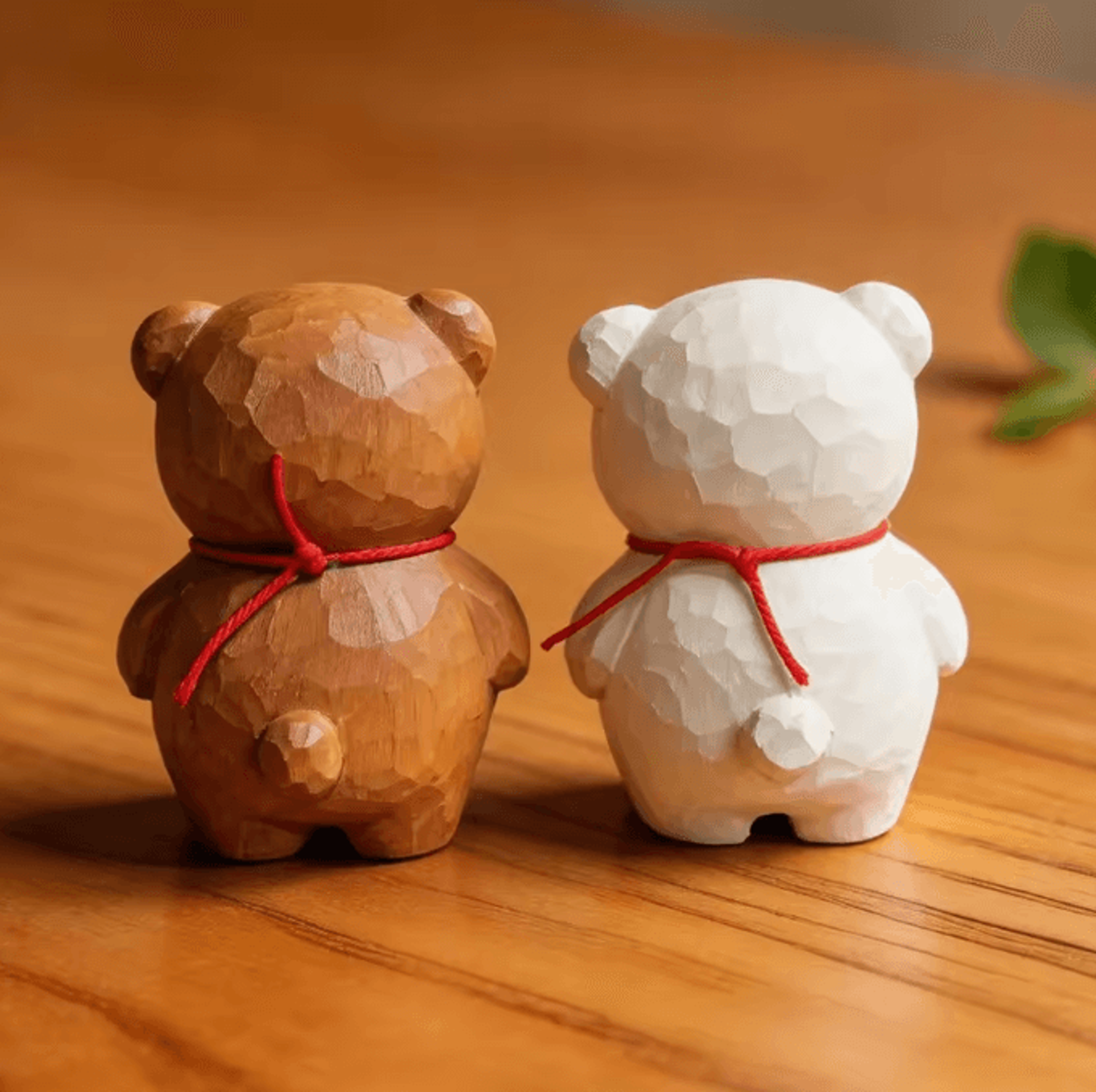 HandCarved Wooden Bear Figurine With Bell  Cute Rustic Desk Decor 3