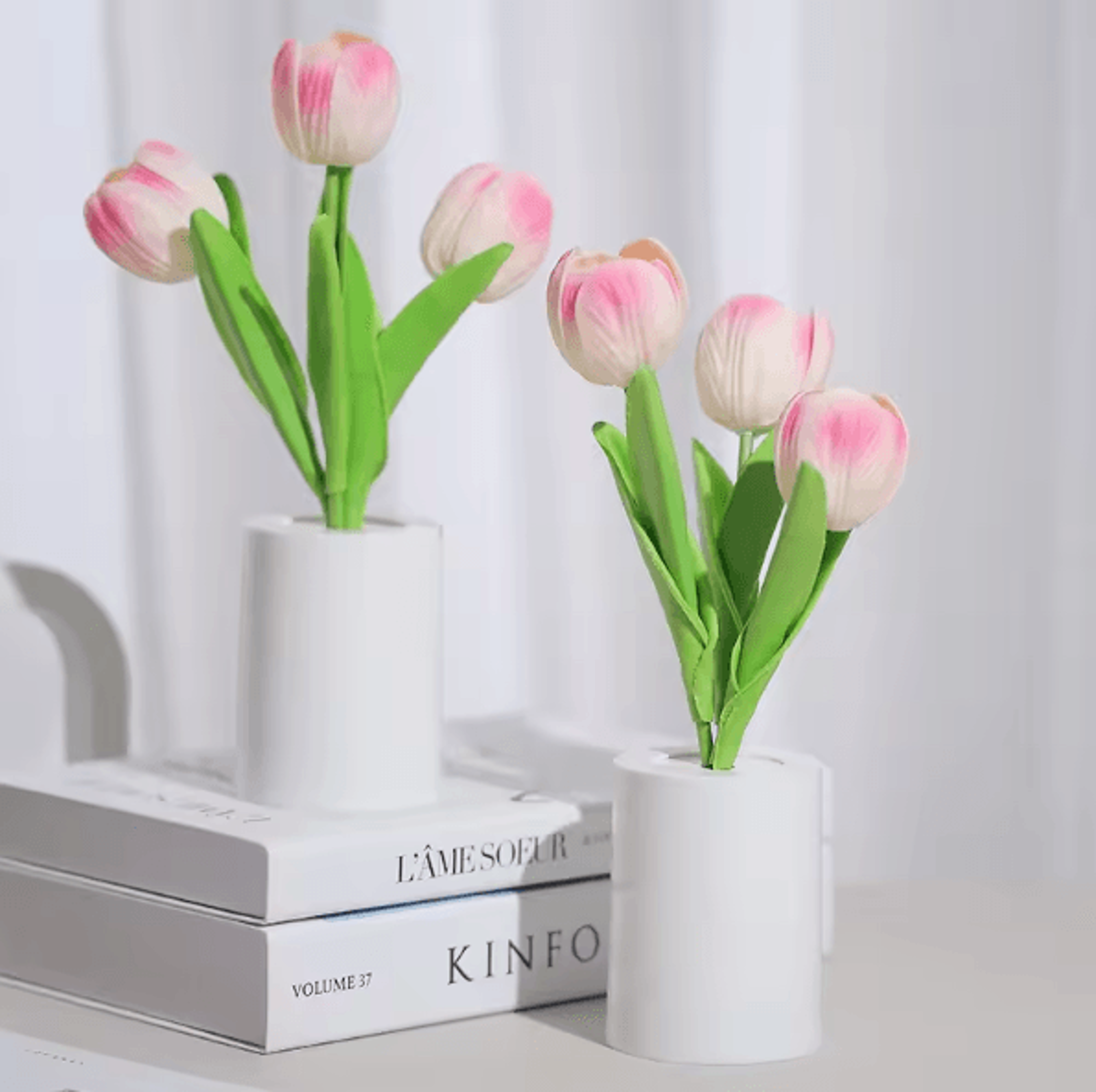 Rechargeable Tulip LED Table Lamp  3 Color Dimmable Romantic Flower Night Light 0