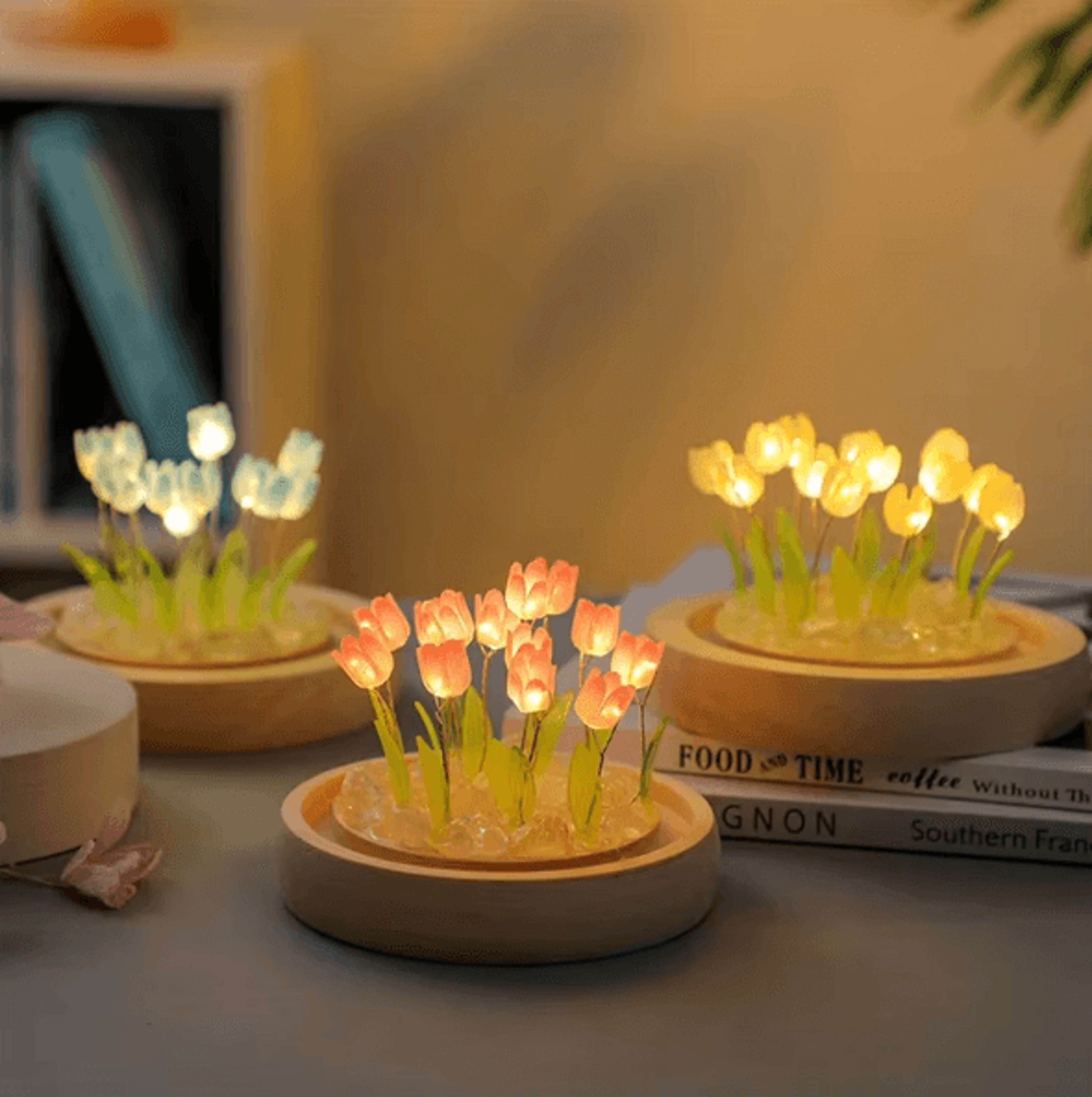 Handmade DIY Tulip Flower Night Light  Romantic LED Bedside Table Lamp 1