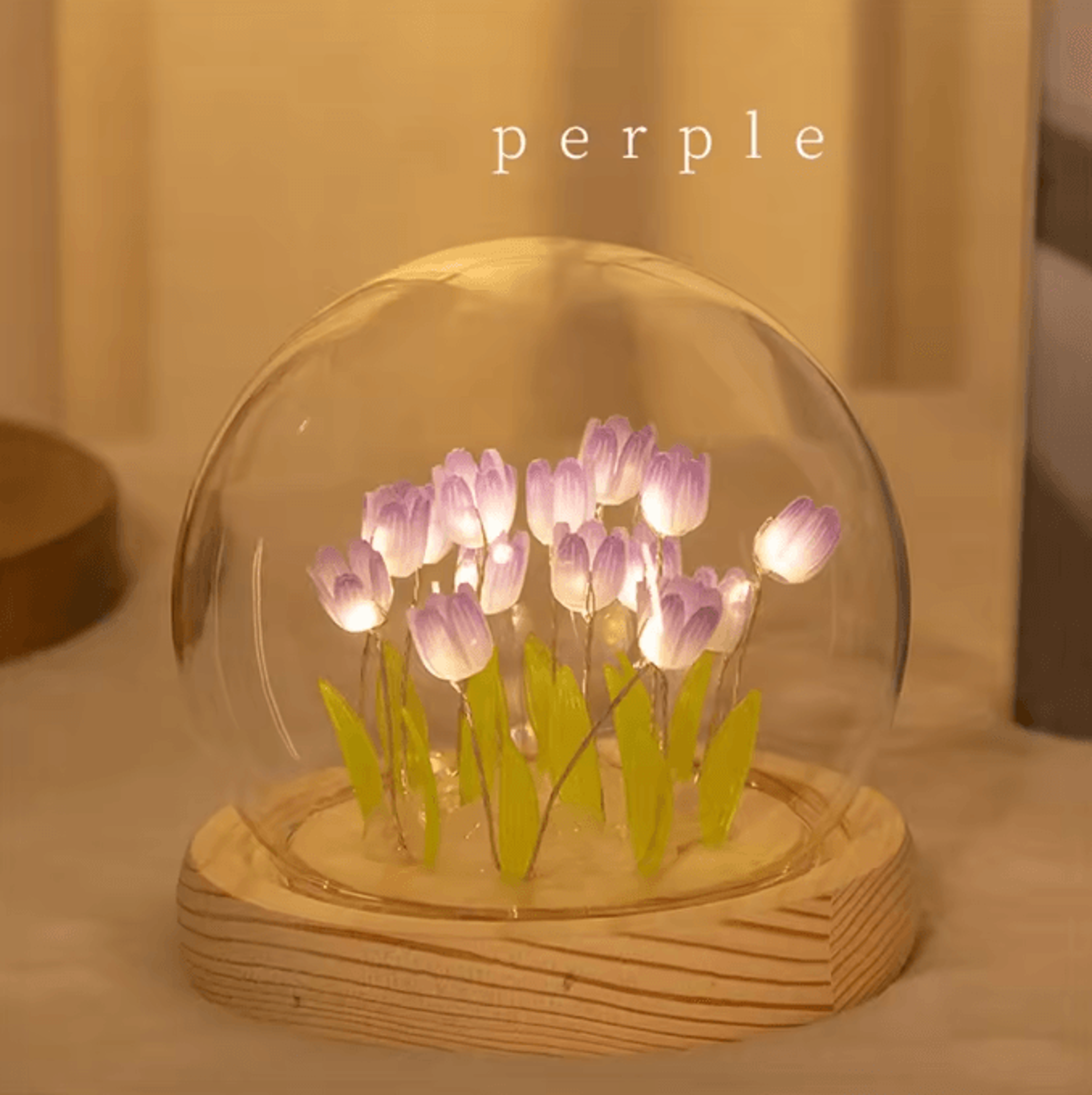 Handmade DIY Tulip Flower Night Light  Romantic LED Bedside Table Lamp 5