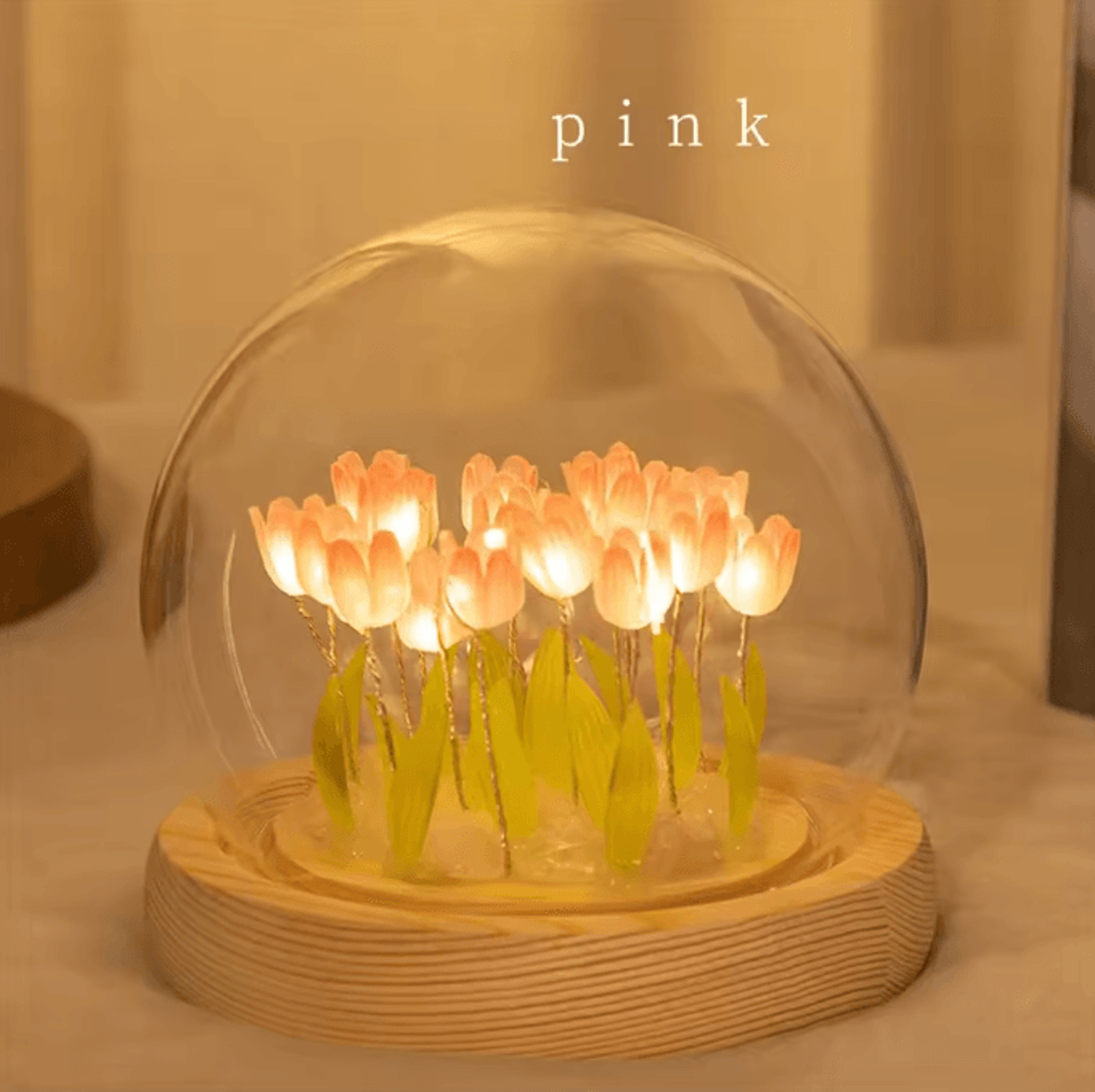 Handmade DIY Tulip Flower Night Light  Romantic LED Bedside Table Lamp 7