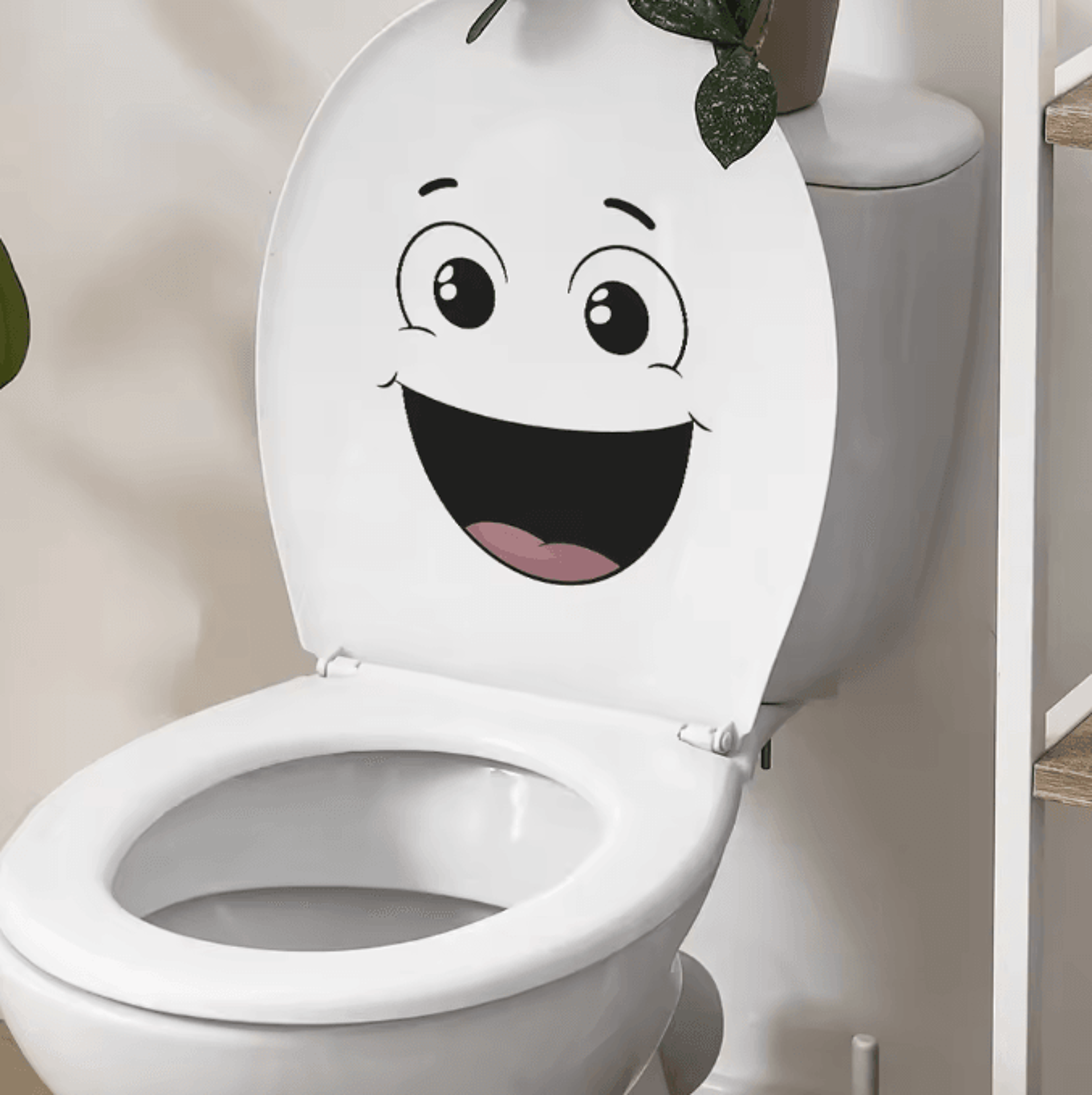 Funny Smiley Face Wall Sticker  Cartoon SelfAdhesive Bathroom Decor 1