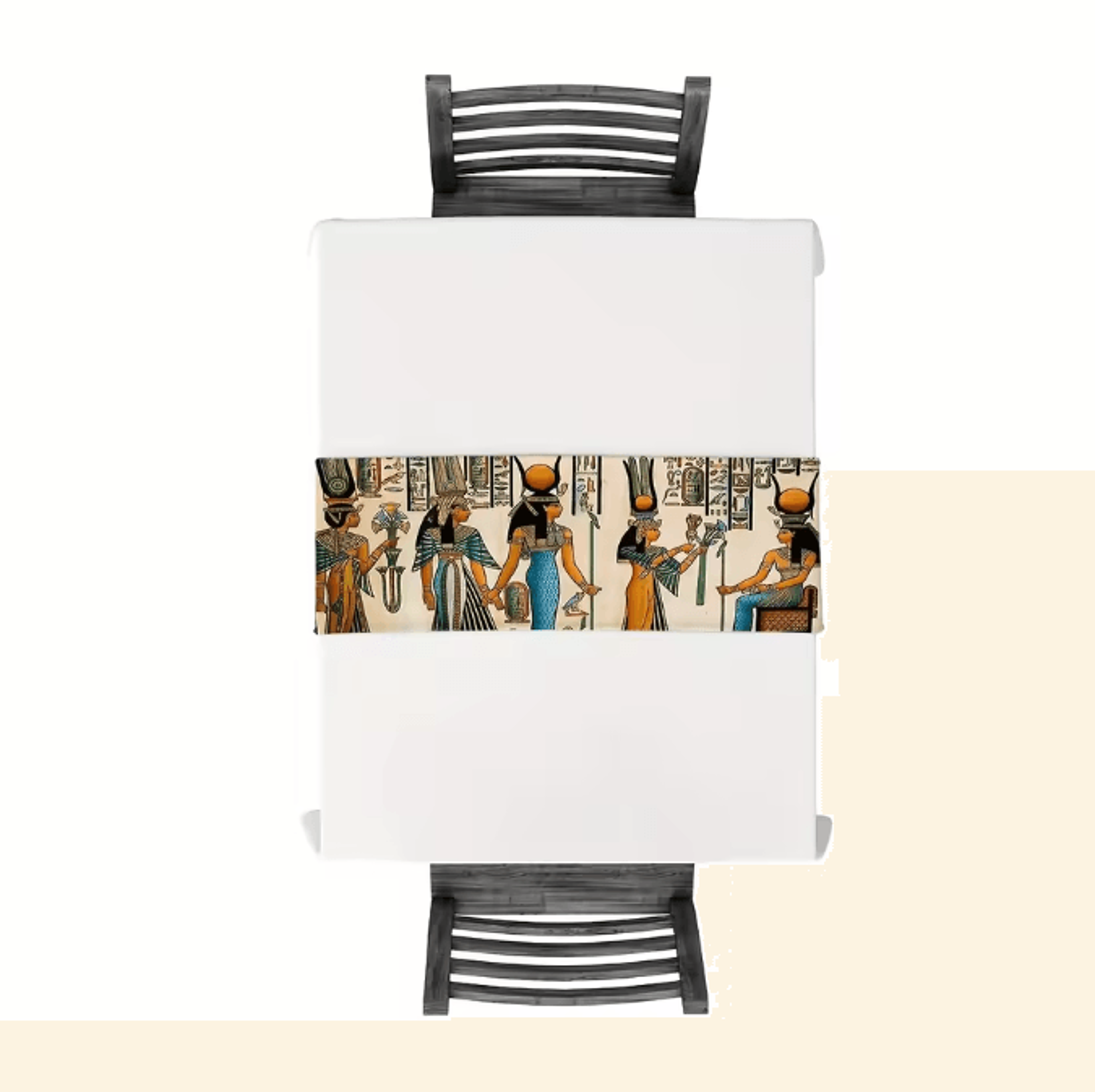 Ancient Egyptian Linen Table Runner  Ethnic Mural Dining Decor For Kitchen  Holiday Tables 4