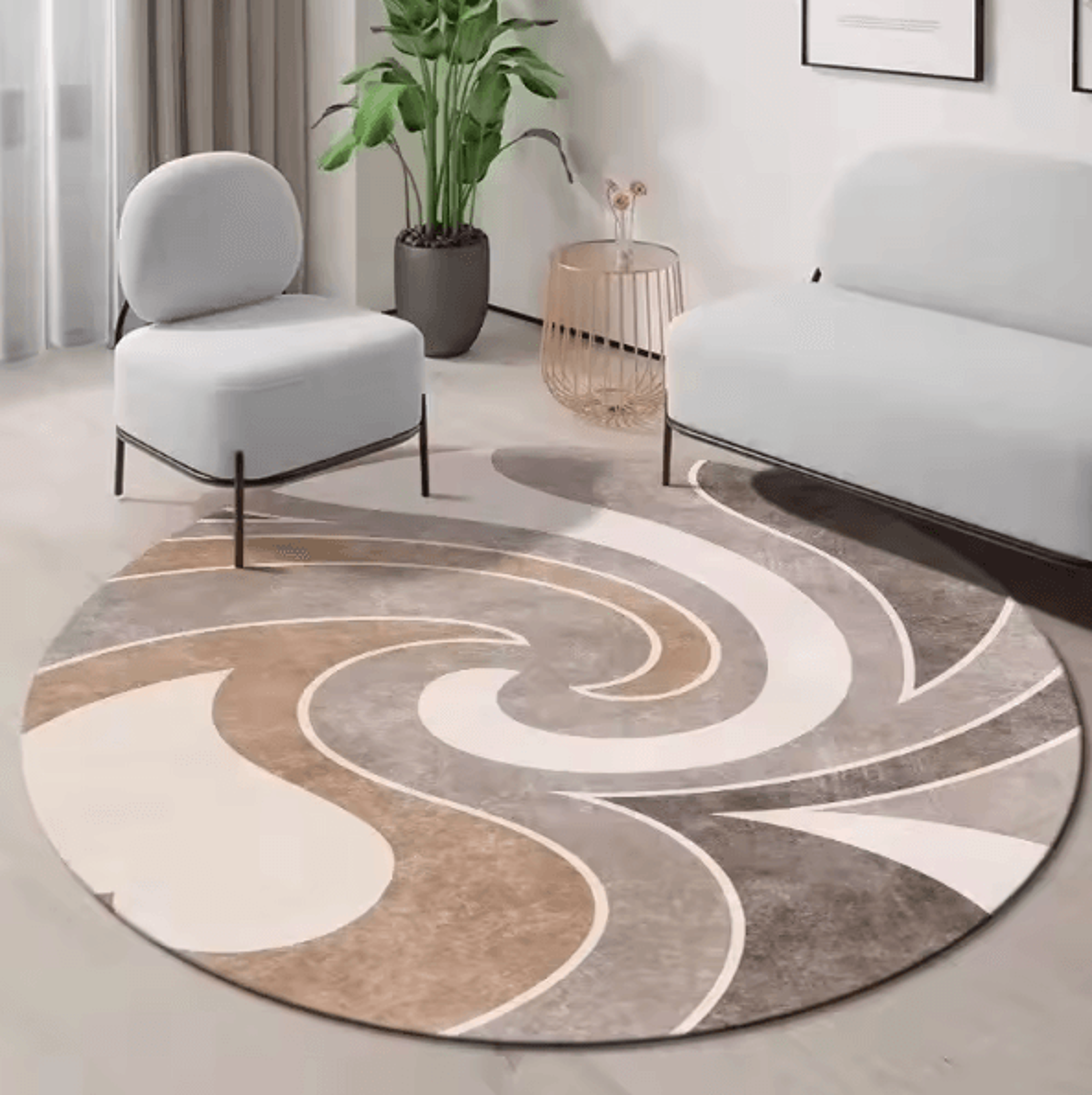 Modern Irregular Area Rug  Washable NonSlip Minimalist Carpet For Living Room  Bedroom 3