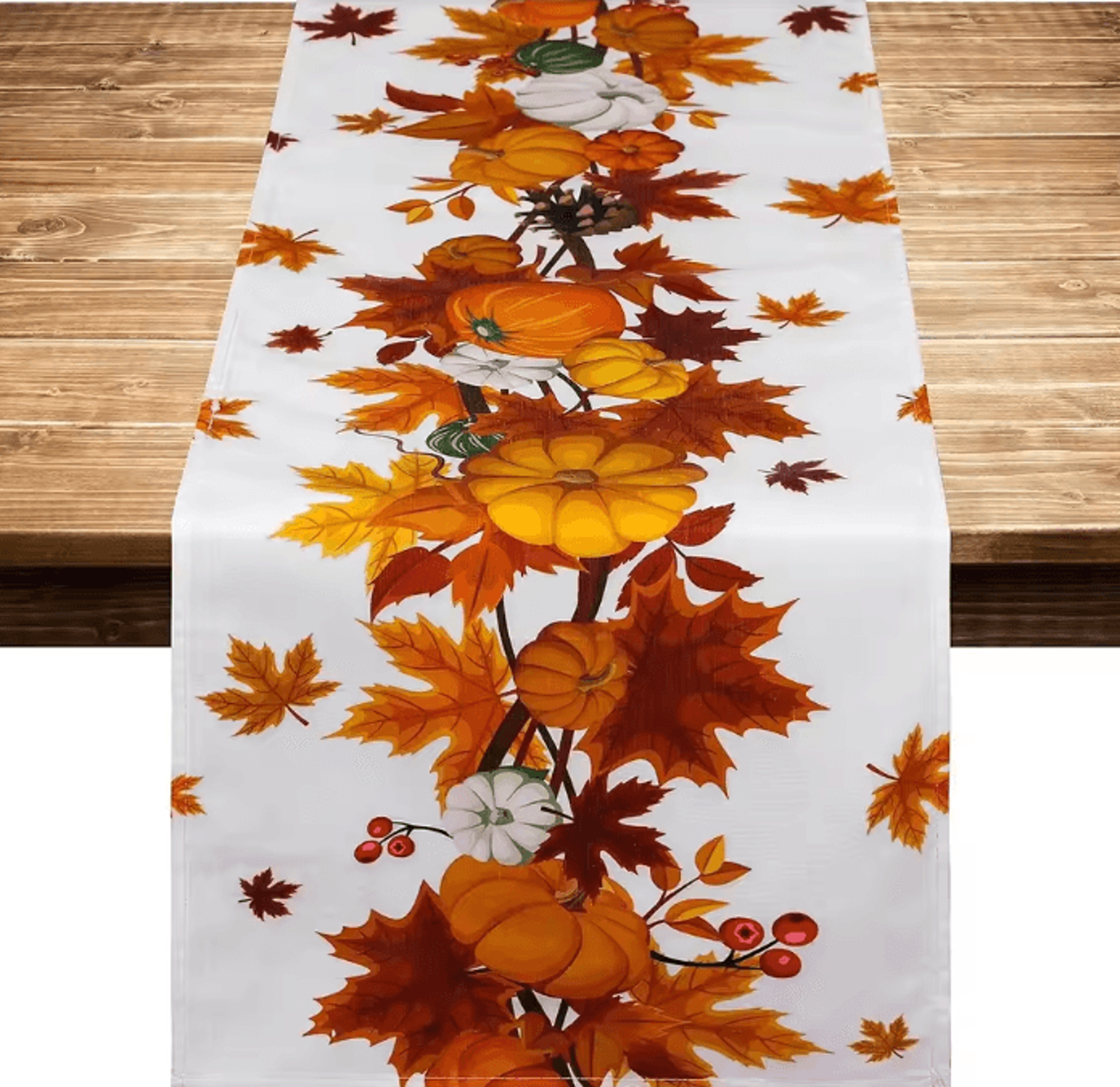 Thanksgiving Pumpkin Maple Leaf Table Runner  Autumn Harvest Linen Decor For Dining  Kitchen 0