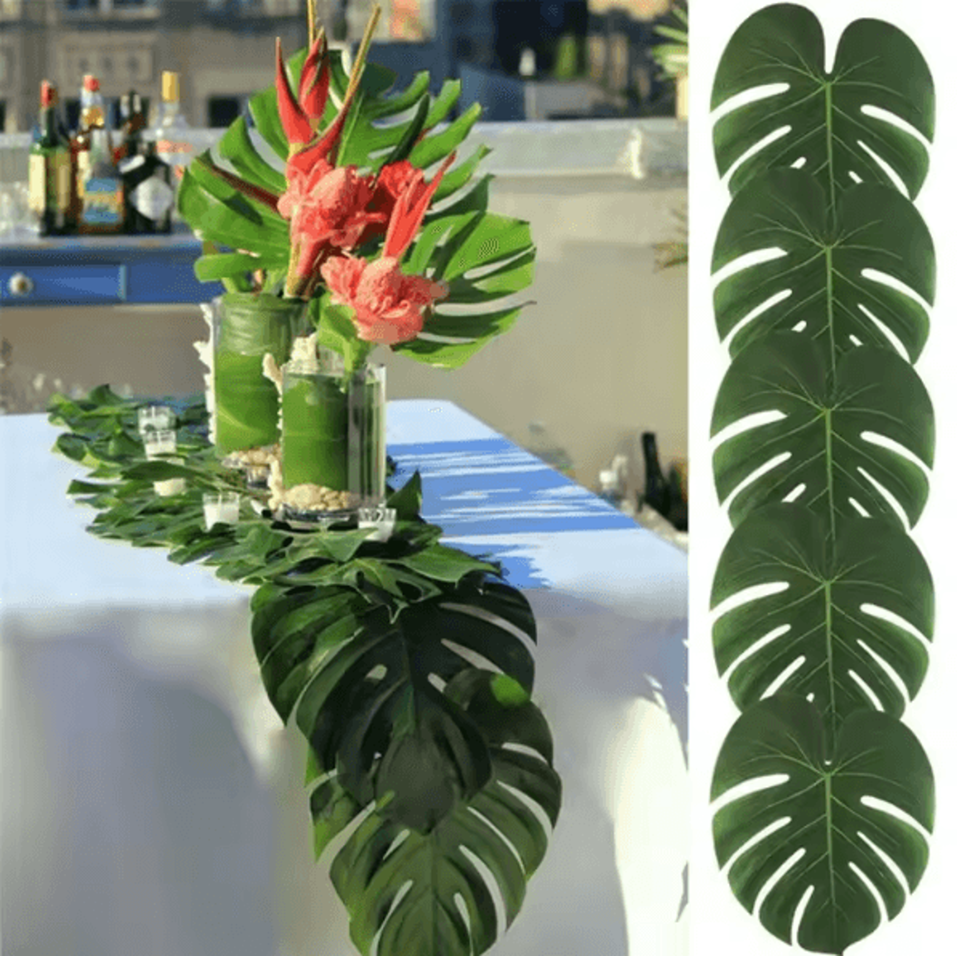 12PCS Artificial Tropical Palm Leaves  Hawaiian Luau Party  Home Decor Set 2